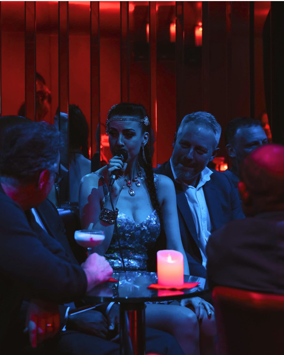 Intimate performer event at CellarDoor, featuring vibrant decor and networking opportunities.