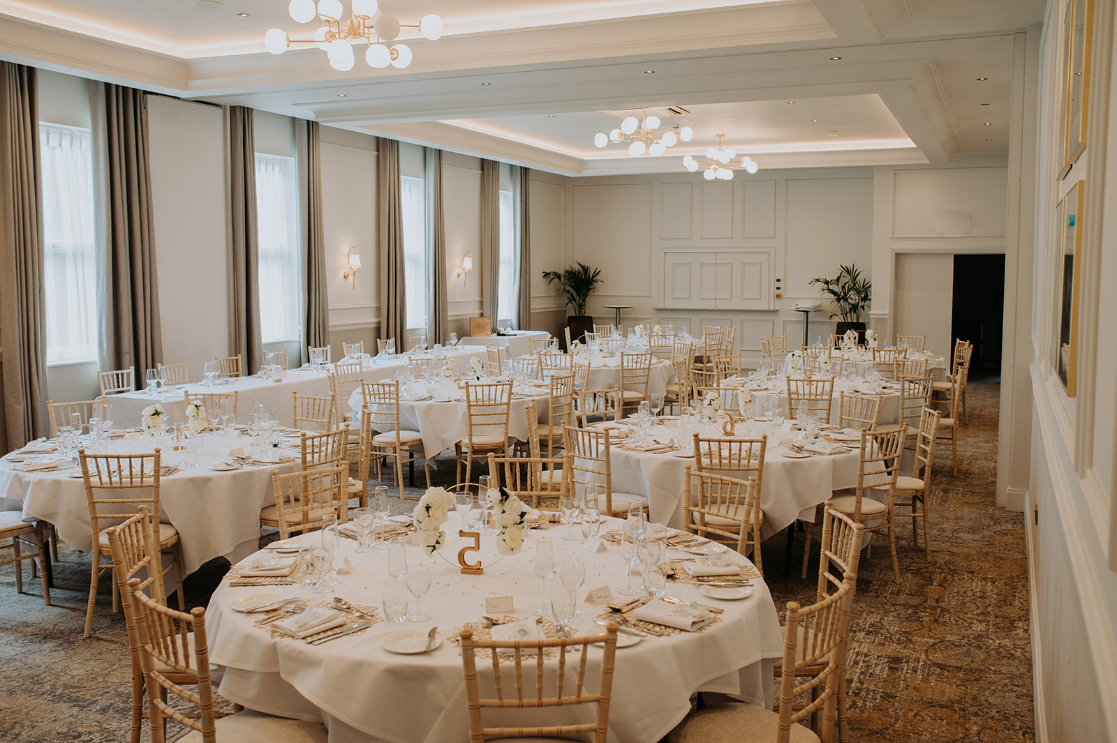 Eyre Suite banquet hall at Horwood House, ideal for elegant formal events.