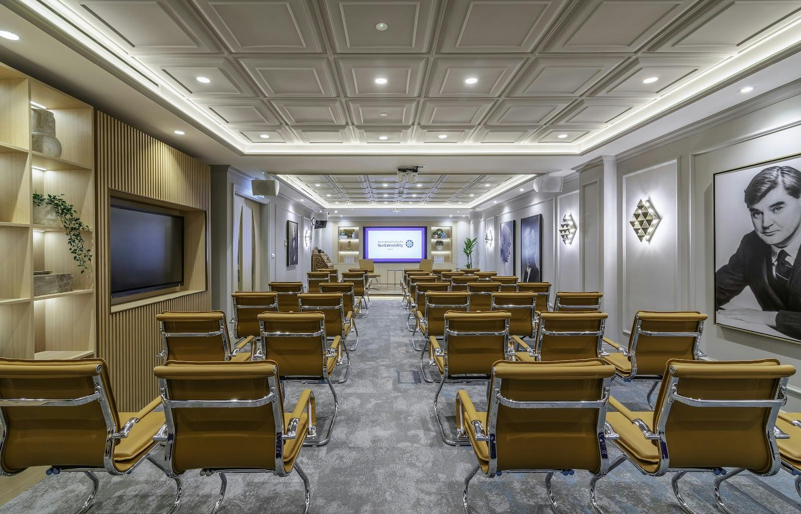 ICfS theater-style breakout room with ergonomic seating for executive presentations and training.