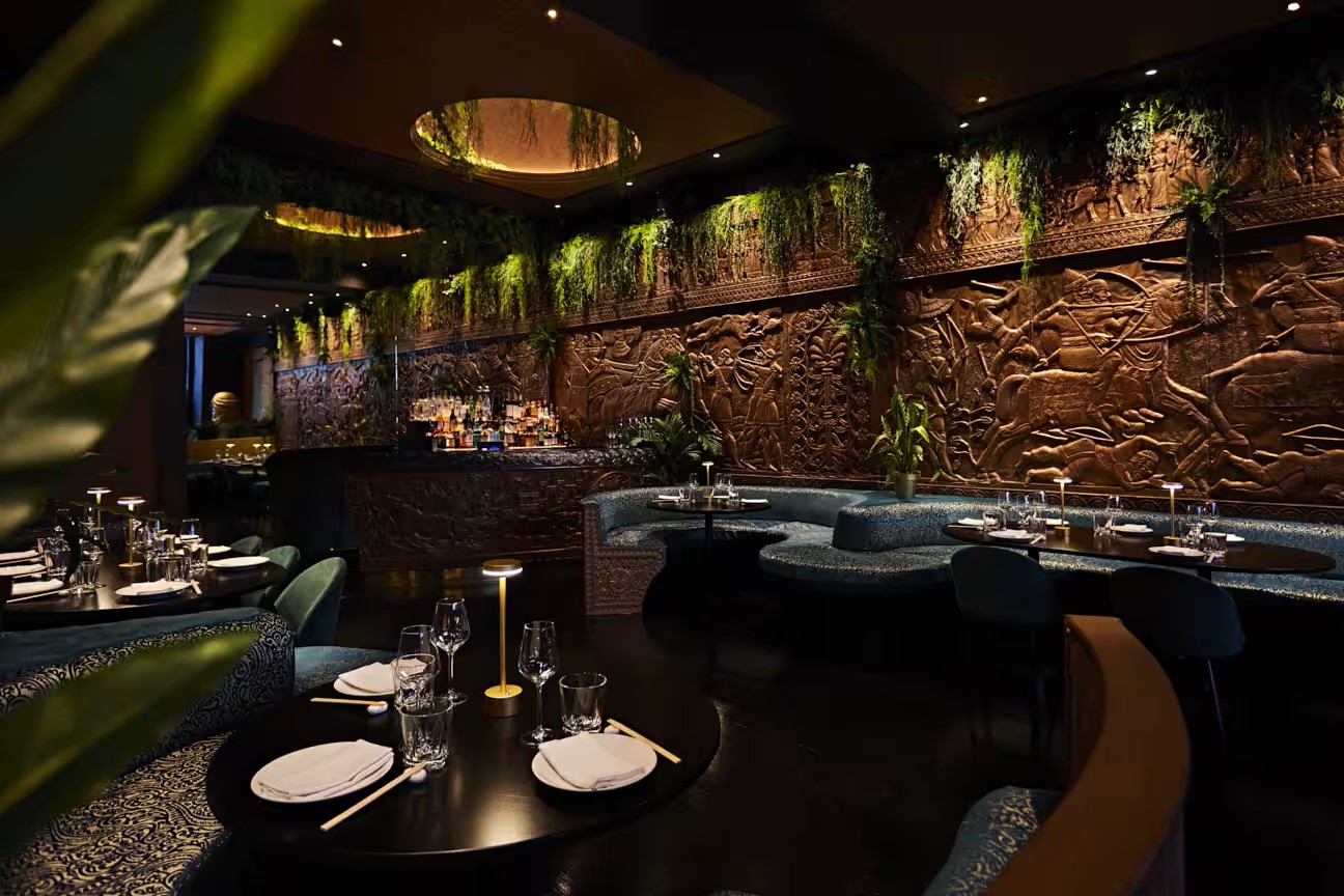 Upscale dining venue in Gilgamesh London, perfect for intimate gatherings and events.