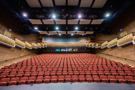 Millennium Theatre auditorium with tiered seating, ideal for conferences and presentations.