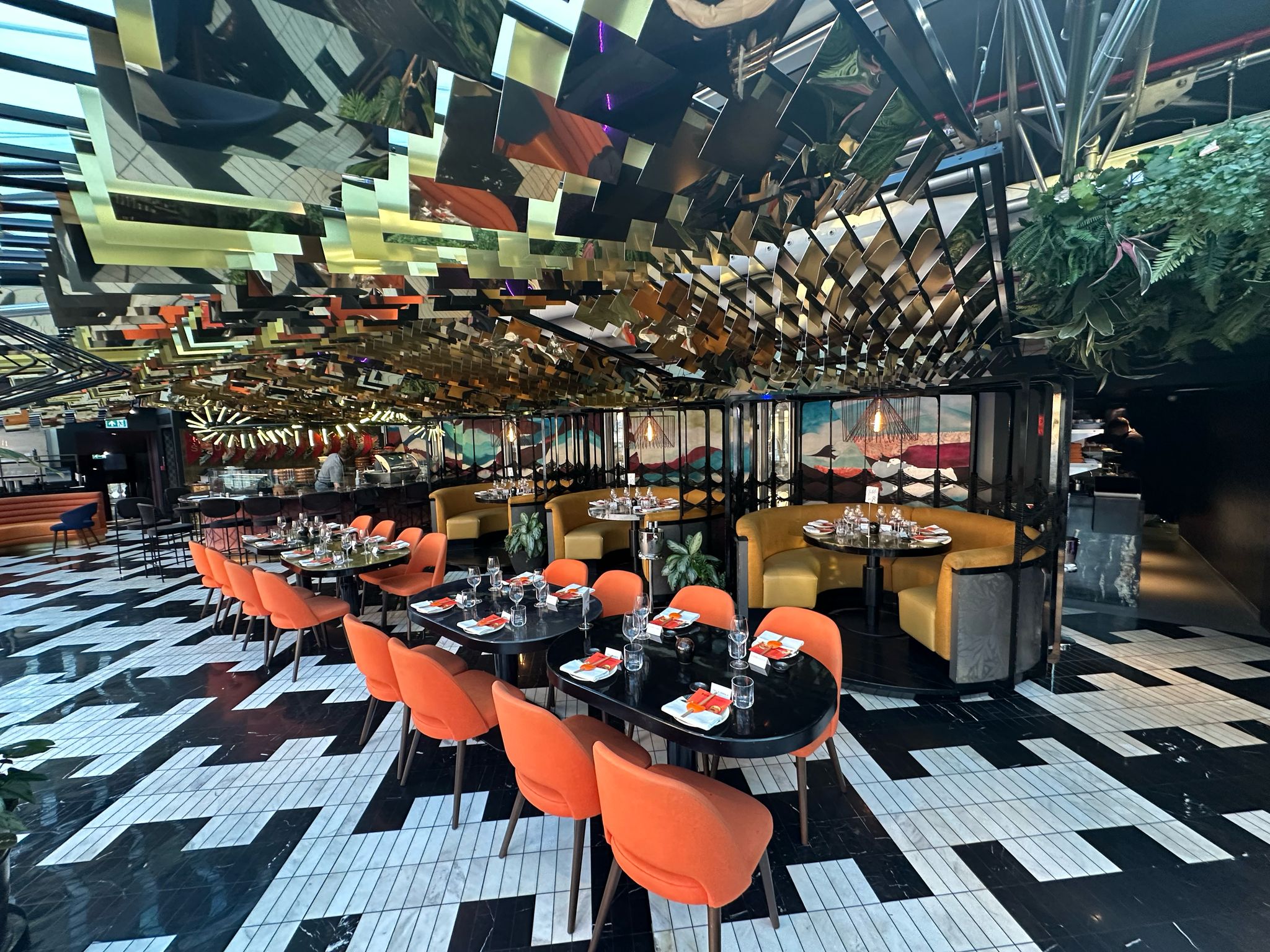 Vibrant SUSHISAMBA Covent Garden dining space for corporate events and upscale gatherings.
