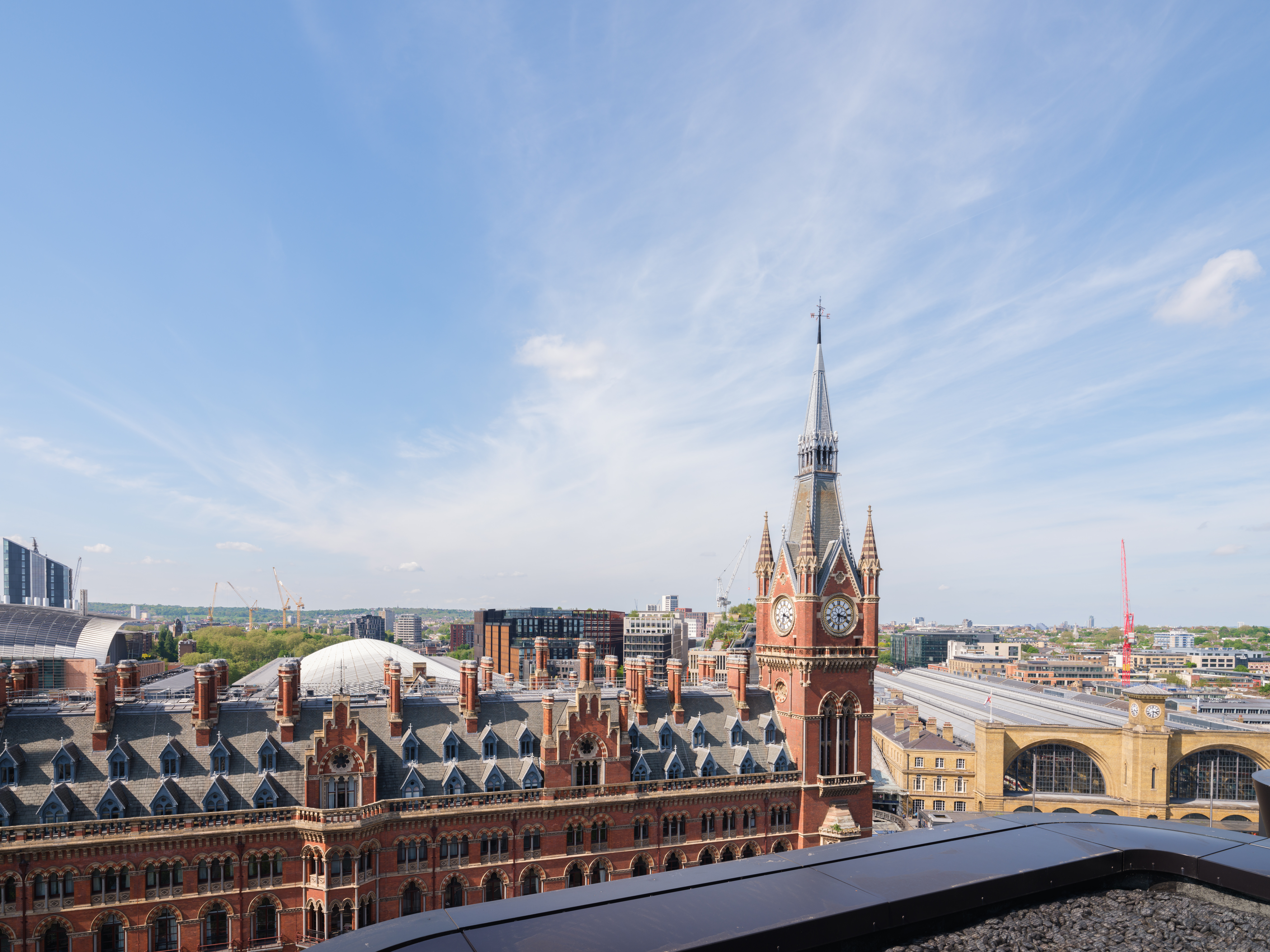 Rooftop view at The Standard, London with clock tower, ideal for events and gatherings.