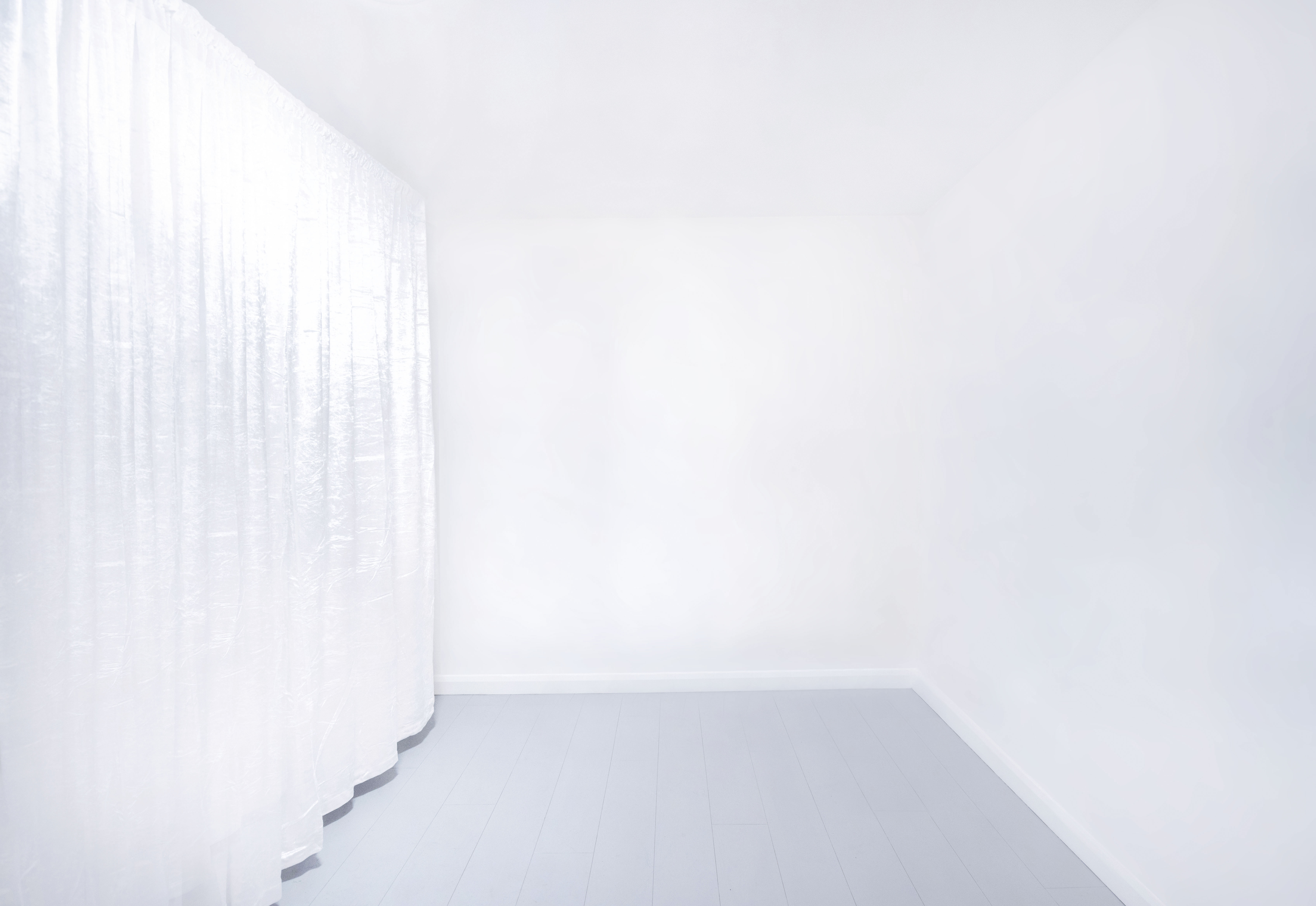 Purist Gallery white event space with elegant drapery for corporate events and wedding venue hire.