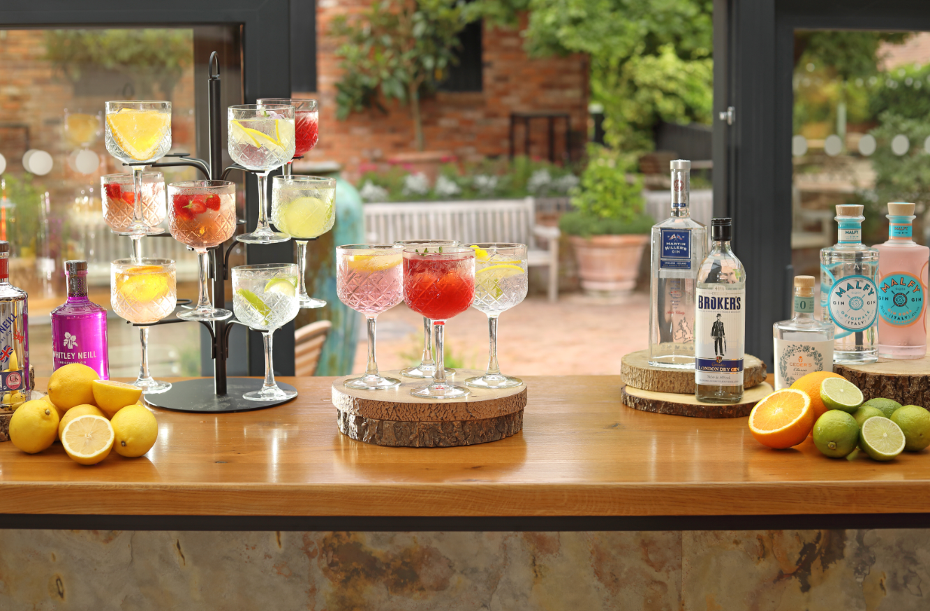 Vibrant cocktail station for summer parties in Old Palace Chester