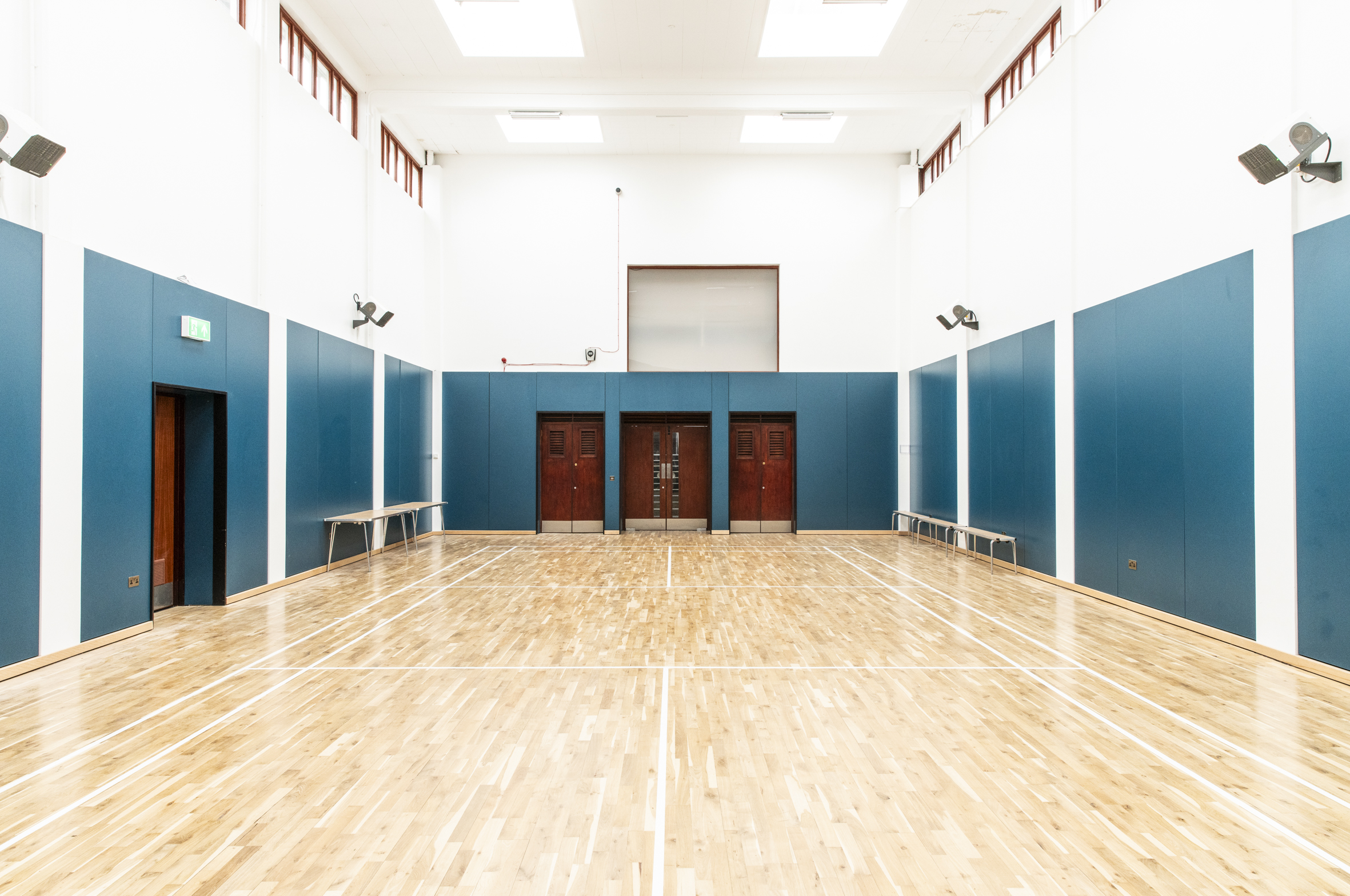 Sports Hall at The Pyramid, polished wood floor, versatile venue for events and meetings.