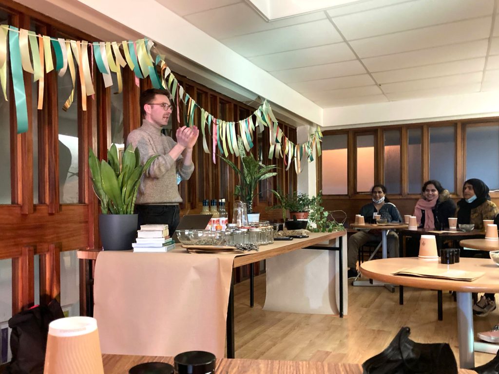 Kelvingrove Room event space with colorful ribbons, perfect for creativity workshops.