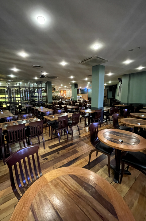 Rodizio Rico restaurant with columned interior for casual networking and breakout events.