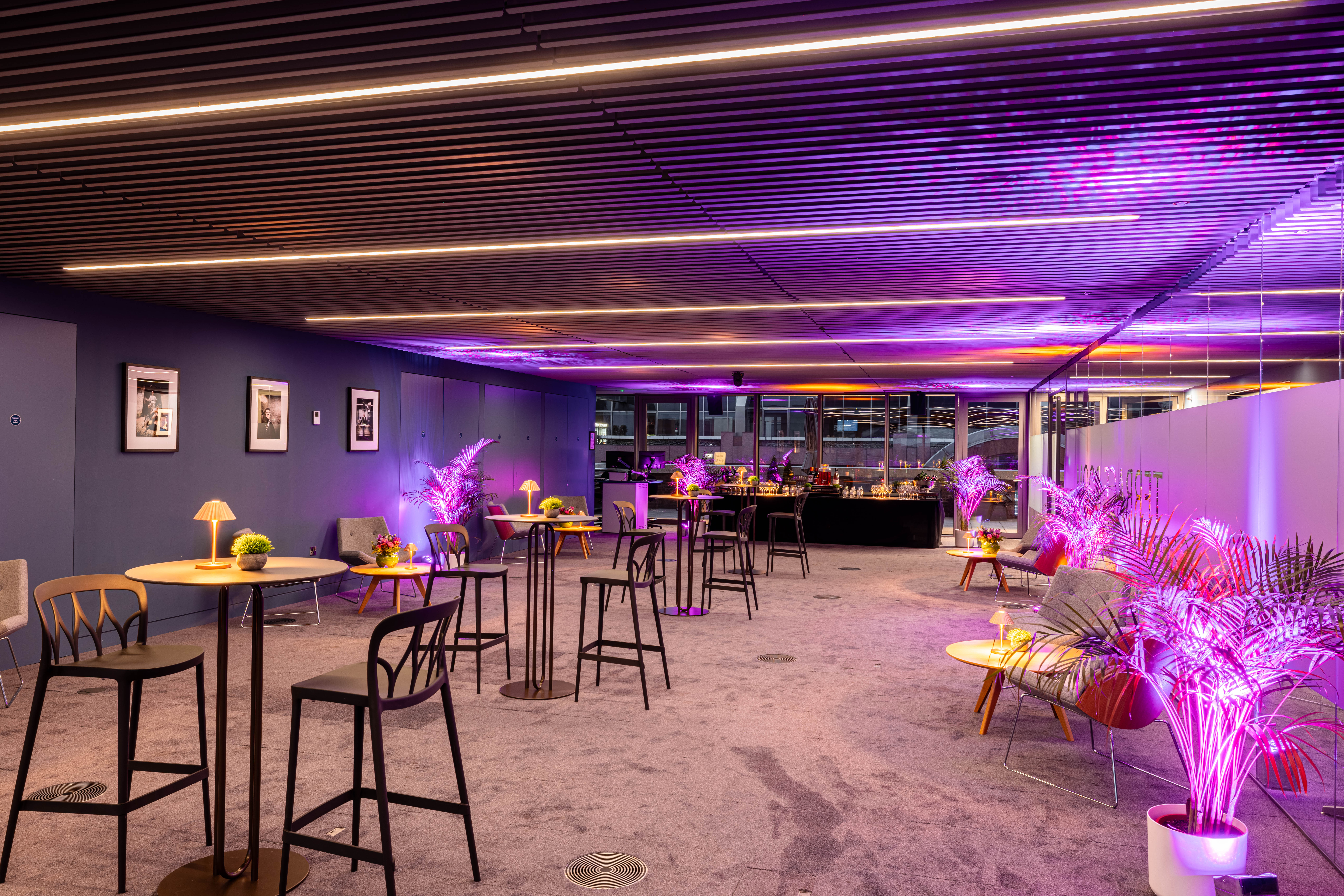 Summer Party Rooftop at Events @ No 6, featuring stylish furniture for networking.