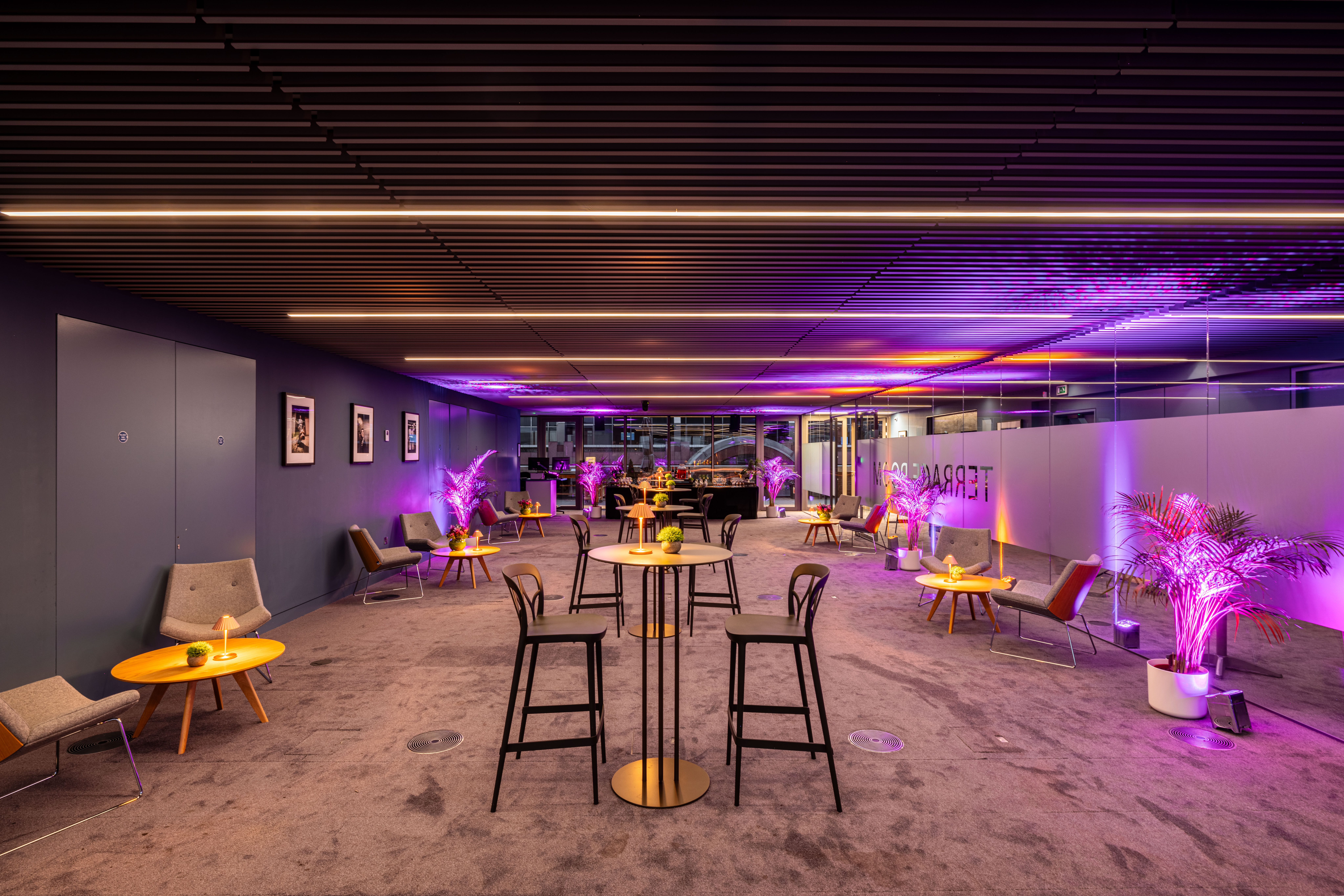 Summer Party Rooftop at Events @ No 6 with stylish seating and vibrant lighting for gatherings.