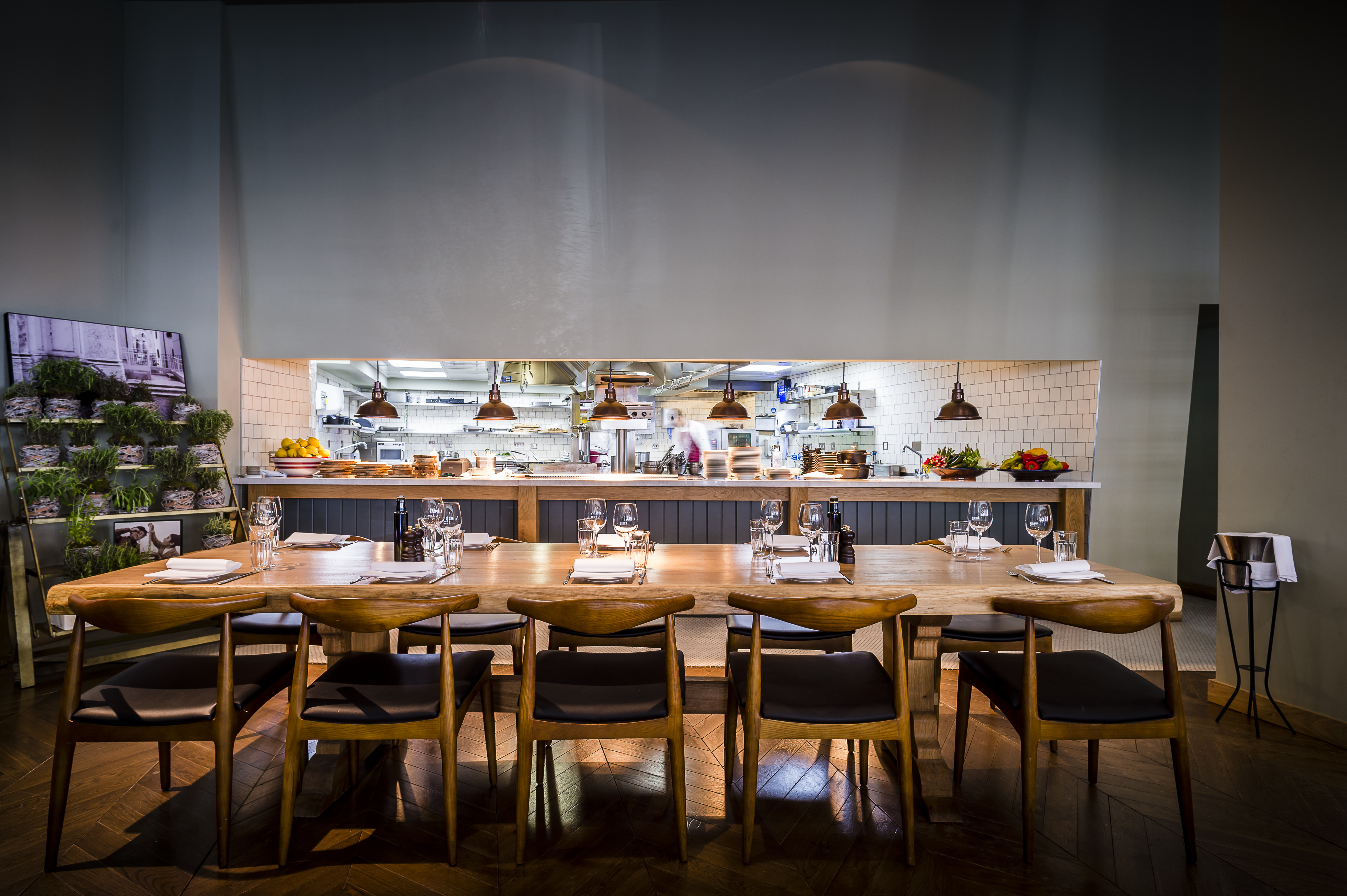 Stylish dining setup at TOZI Restaurant, ideal for intimate events in London.