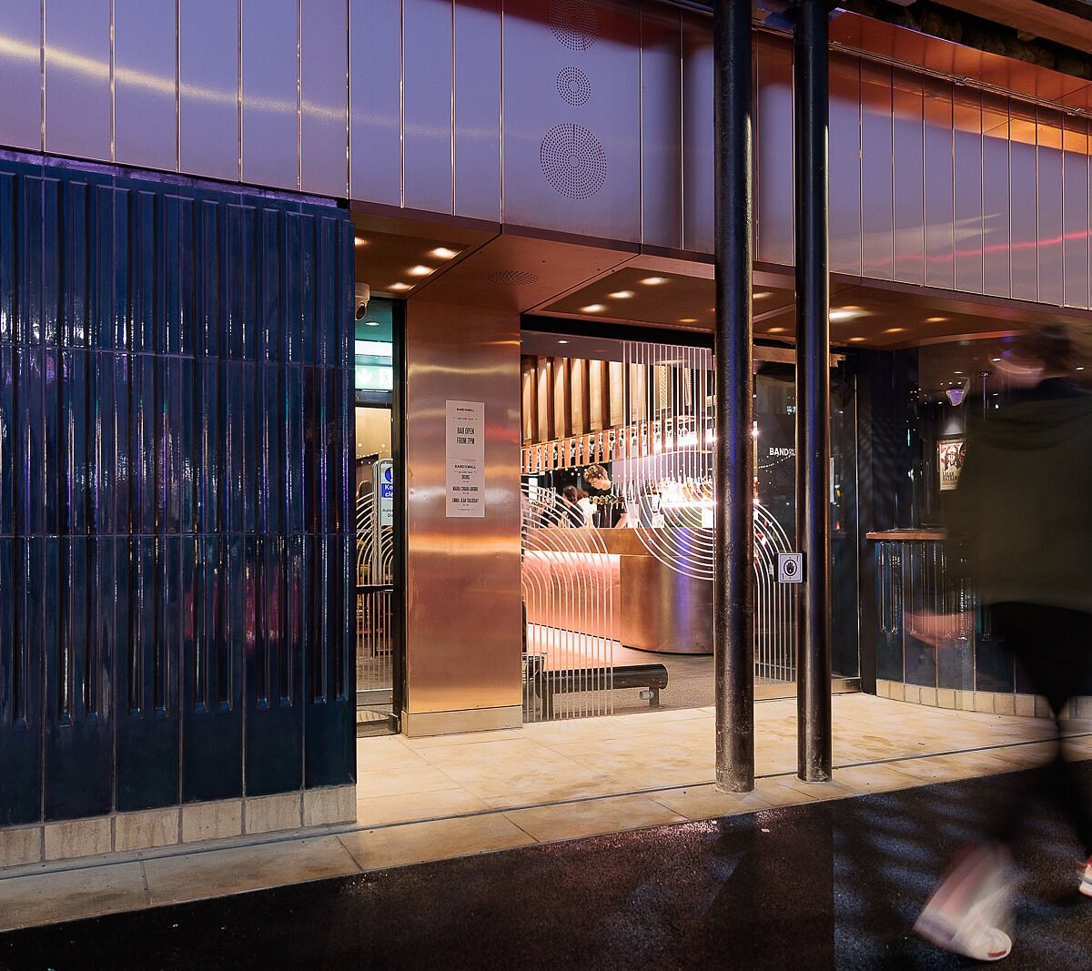 Contemporary Bar entrance at Band on the Wall for VIP boutique networking and evening receptions.