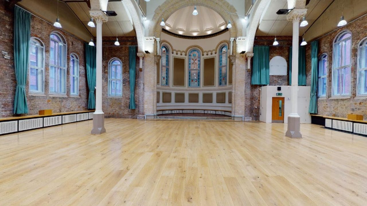 Spacious Hallé St Peter's venue with high ceilings, perfect for events and gatherings.