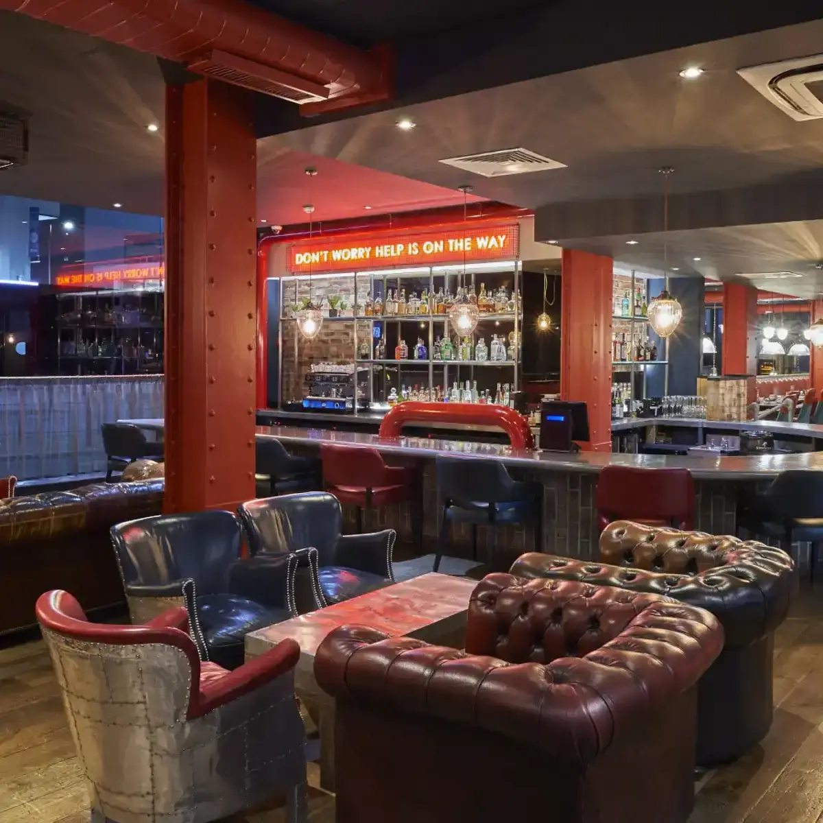 Stylish bar in Malmaison, Manchester, ideal for networking events and casual gatherings.