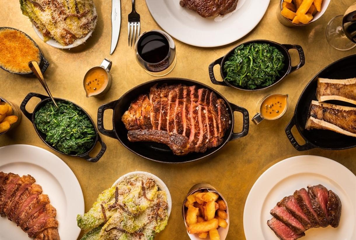Luxurious gourmet spread at Hawksmoor Manchester for corporate dinners and celebrations.