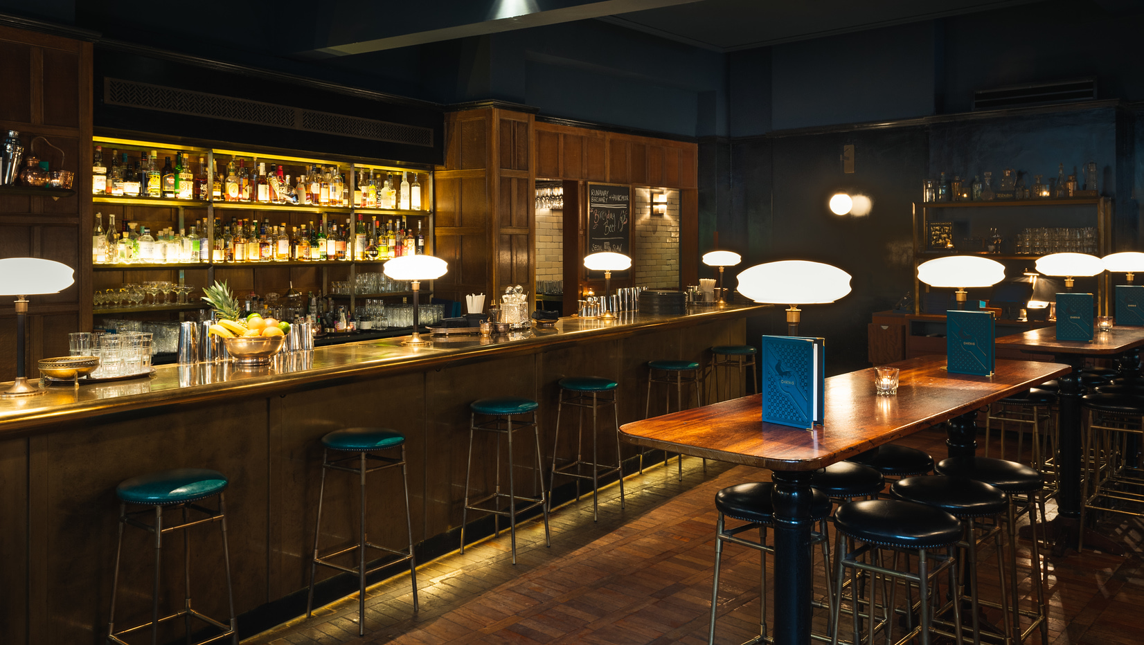 "Sophisticated bar at Hawksmoor Manchester, perfect for networking events and intimate gatherings."