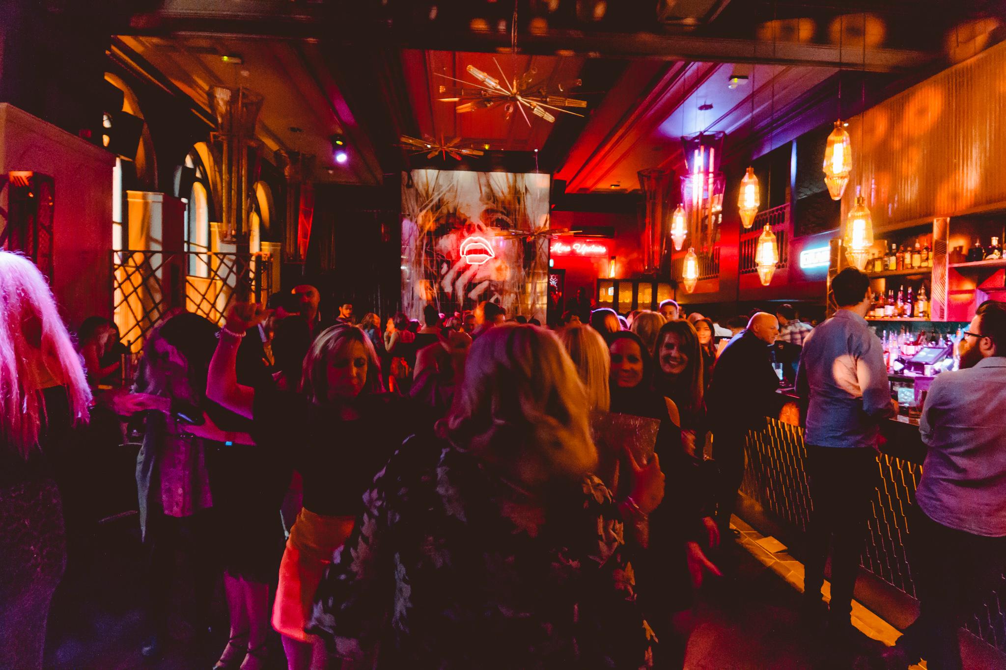 Vibrant cocktail bar scene in Dirty Martini Manchester, ideal for networking events.