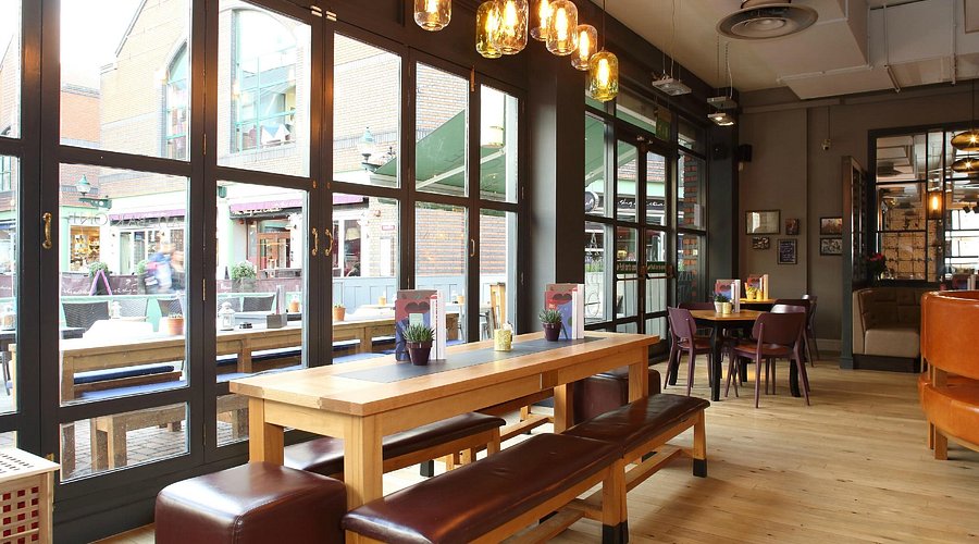 "Inviting booths in All Bar One Manchester, ideal for networking events and casual gatherings."