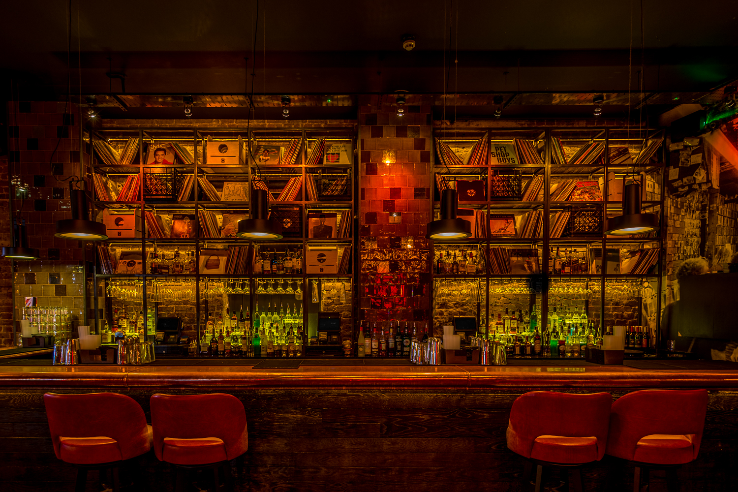 Stylish bar at Old Street Records, ideal for networking events and social gatherings.