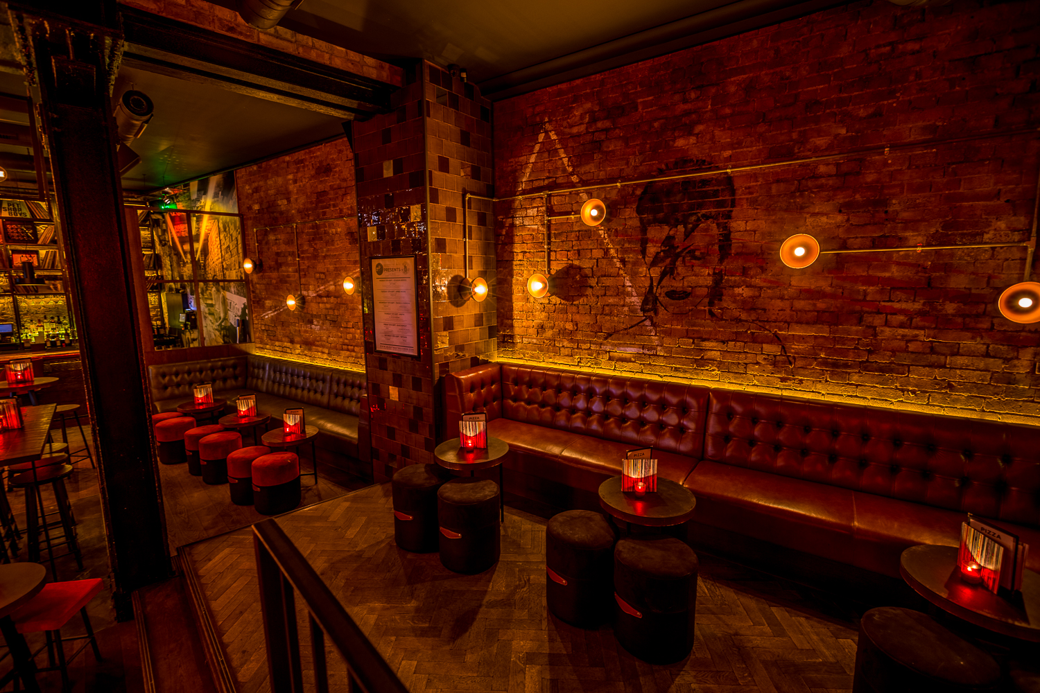 Stylish Ground Floor at Old Street Records, cozy venue for intimate gatherings and events.