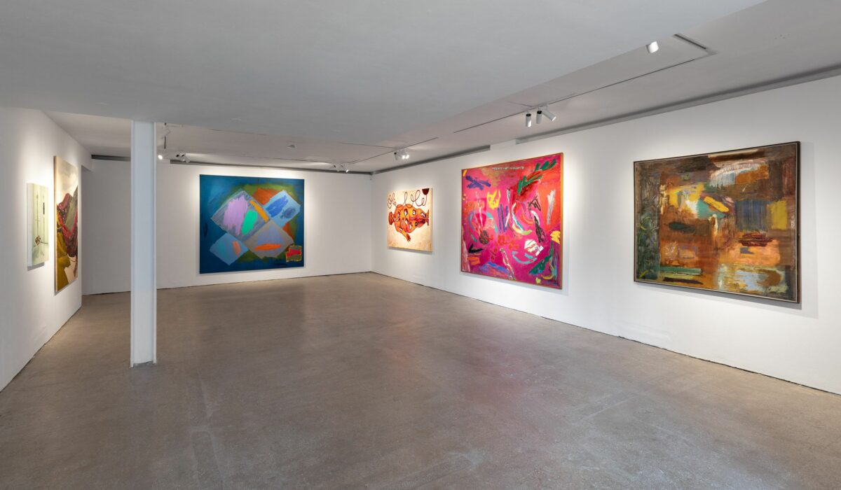 Spacious Castlefield Gallery with vibrant abstract art, ideal for exhibitions and events.