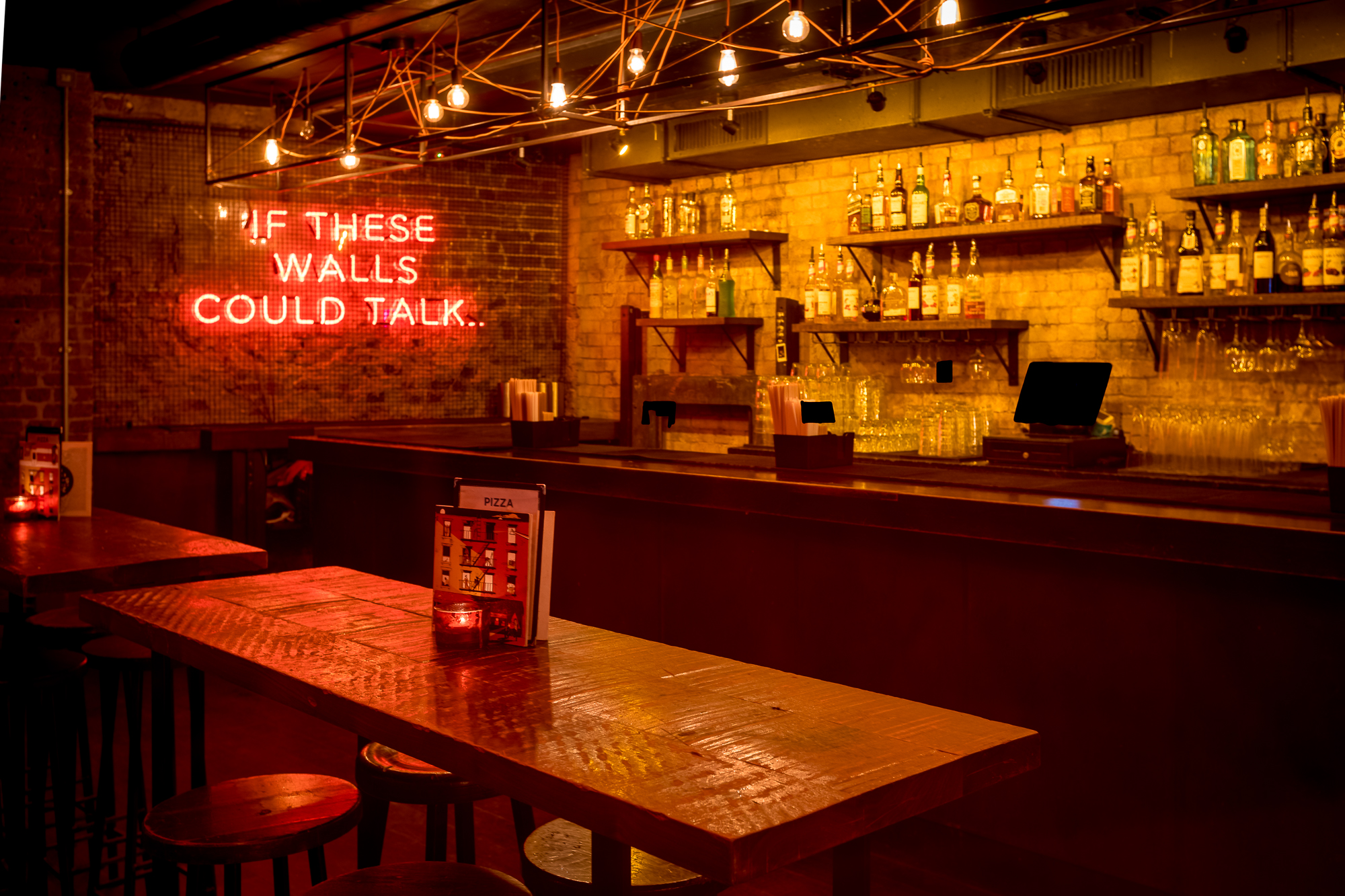Stylish bar in The Basement at Old Street Records, ideal for networking events.