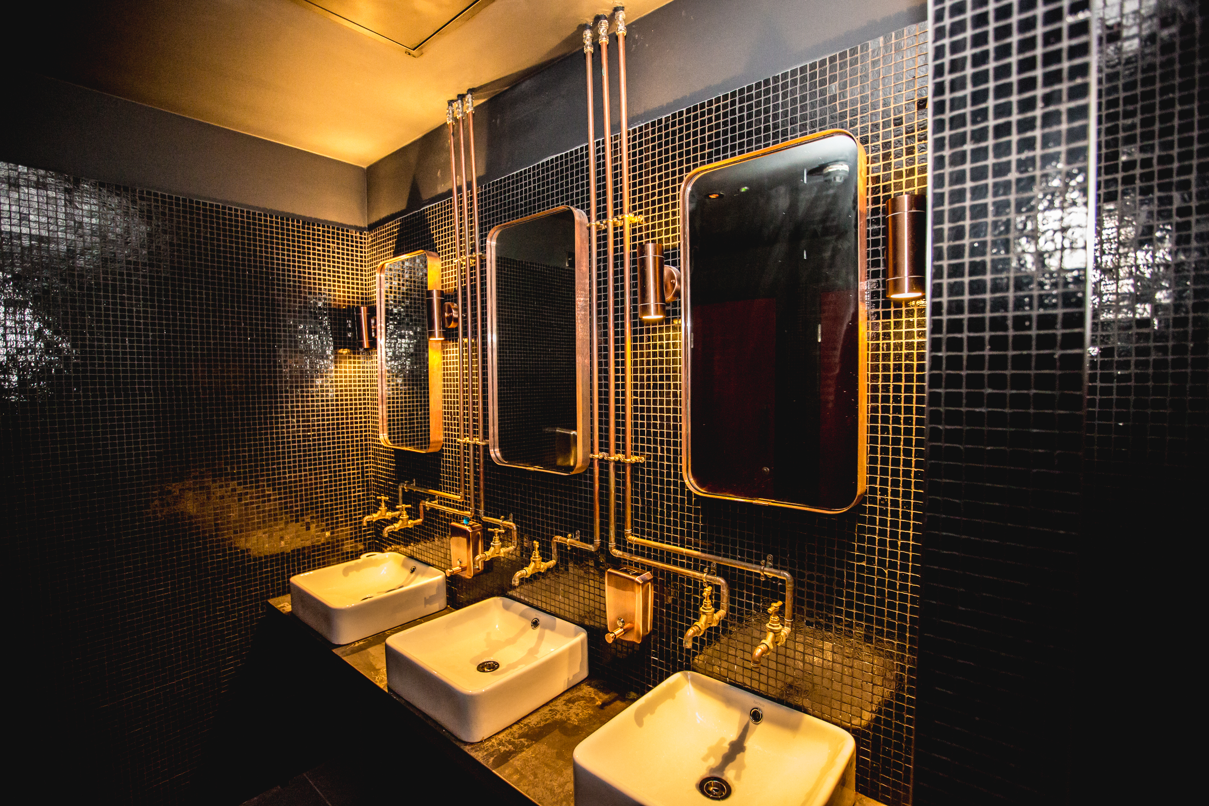 Stylish restroom at The Basement, Old Street Records, ideal for events and gatherings.