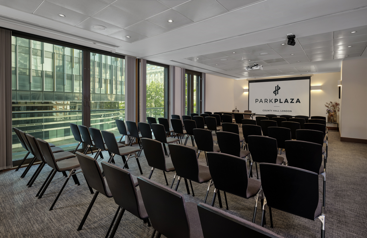 Westminster Suite at Park Plaza: sleek black chairs in a bright, professional meeting space.