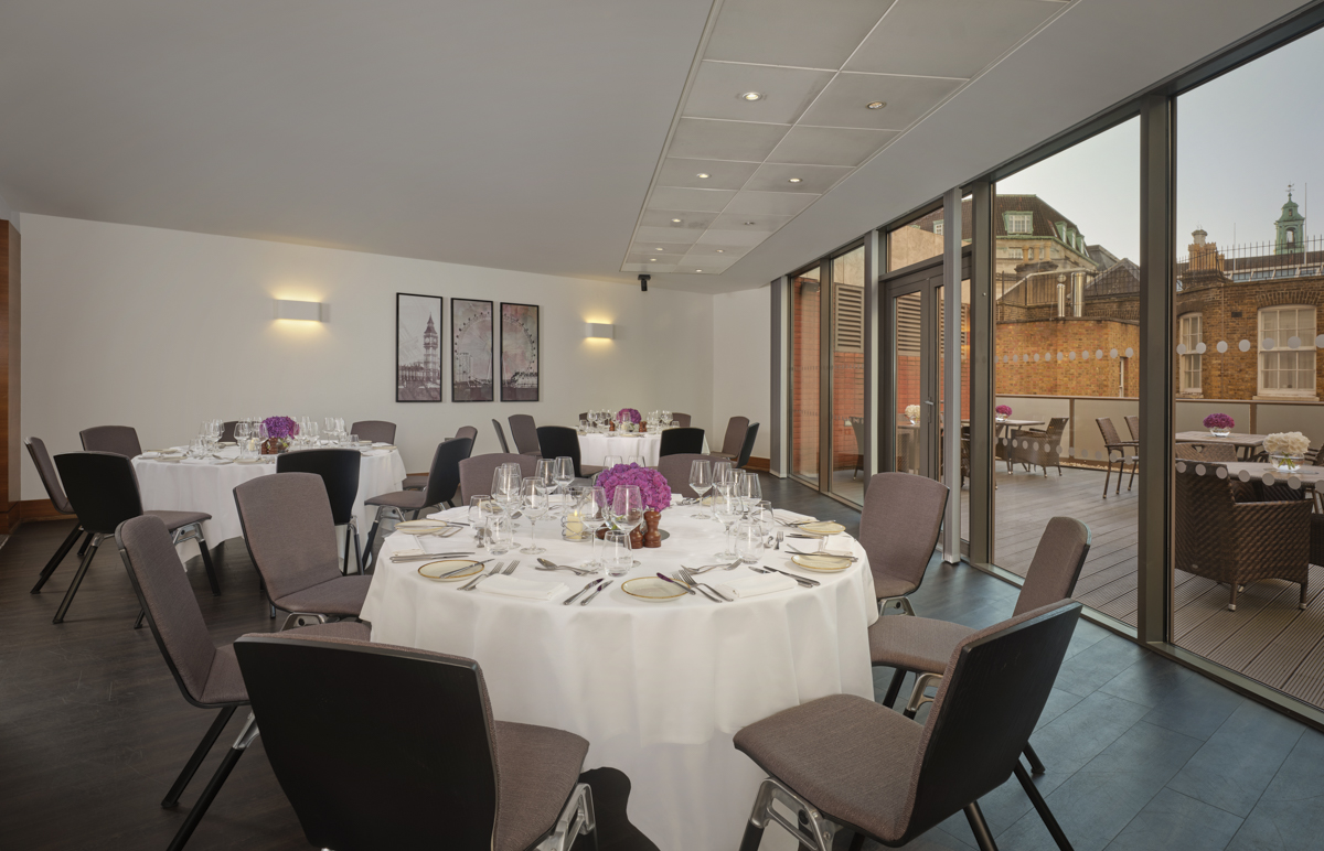 Elegant Terrace Suite at Park Plaza for corporate events and intimate gatherings.