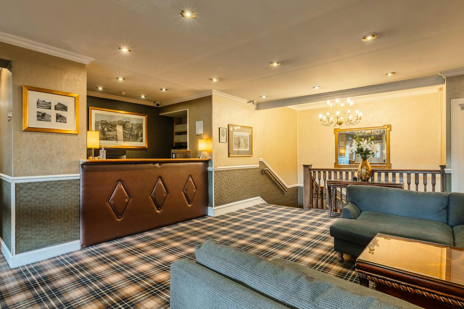 Abbotsford Room bar and lounge, traditional hotel meeting space for corporate events.