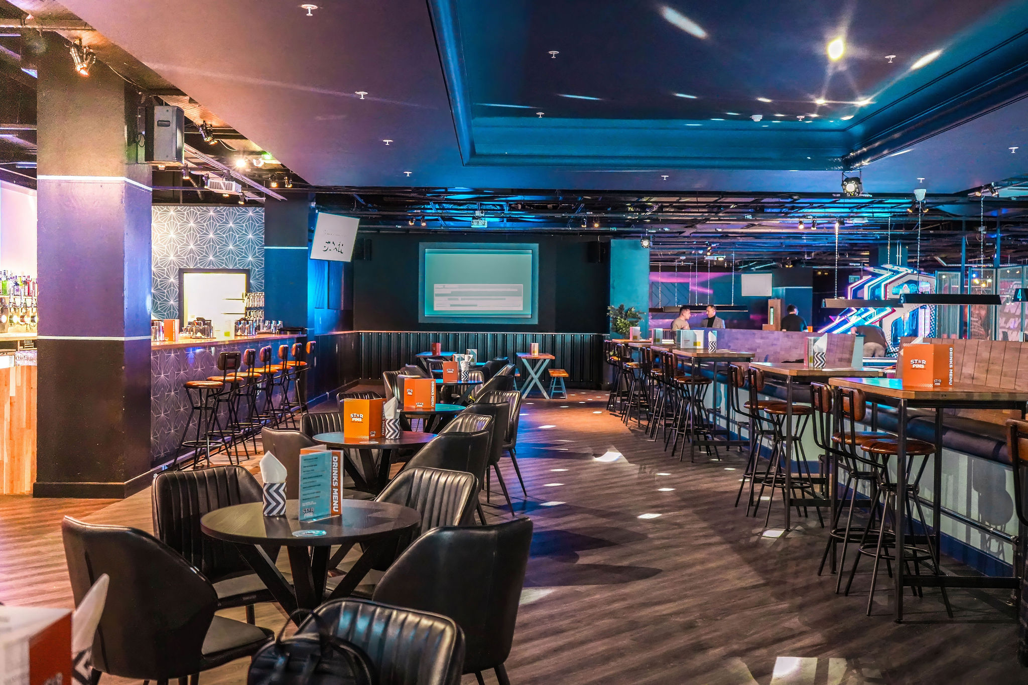 Vibrant event space at Star Pins, Coventry, ideal for corporate events and gatherings.