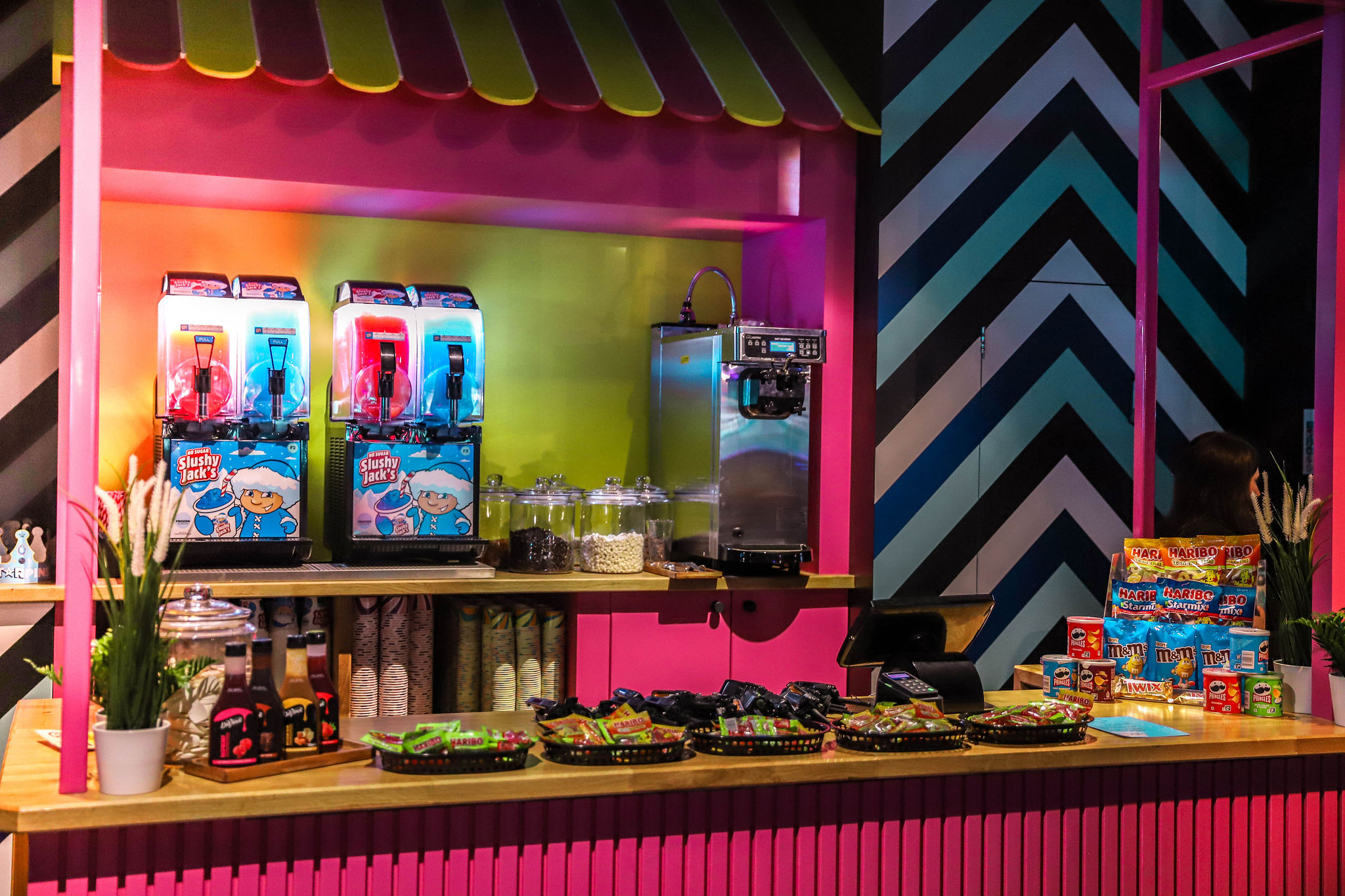 Vibrant refreshment station at Full Venue Hire, ideal for themed events and gatherings.