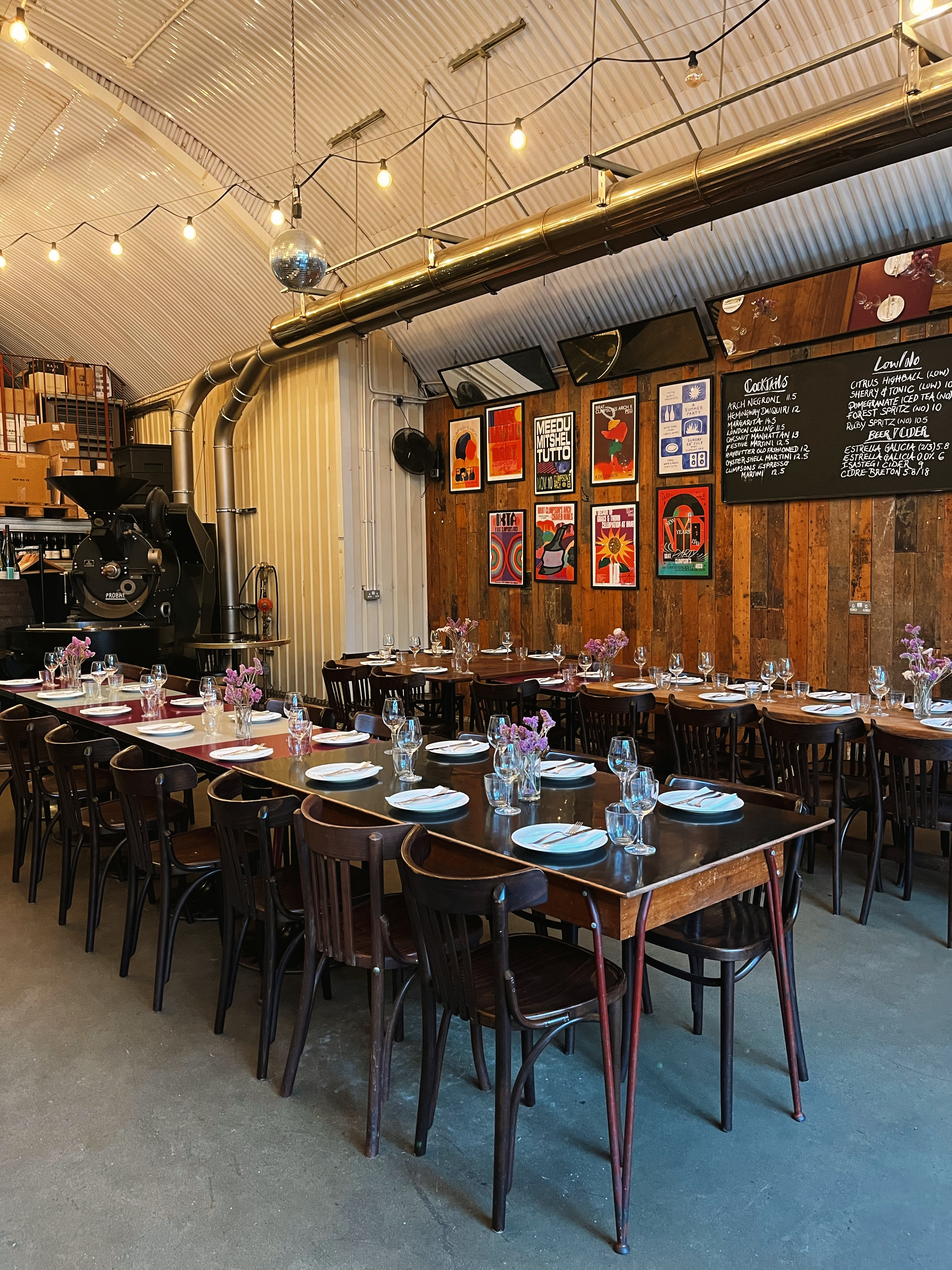 Private Hire dining space with communal tables for events and intimate gatherings.