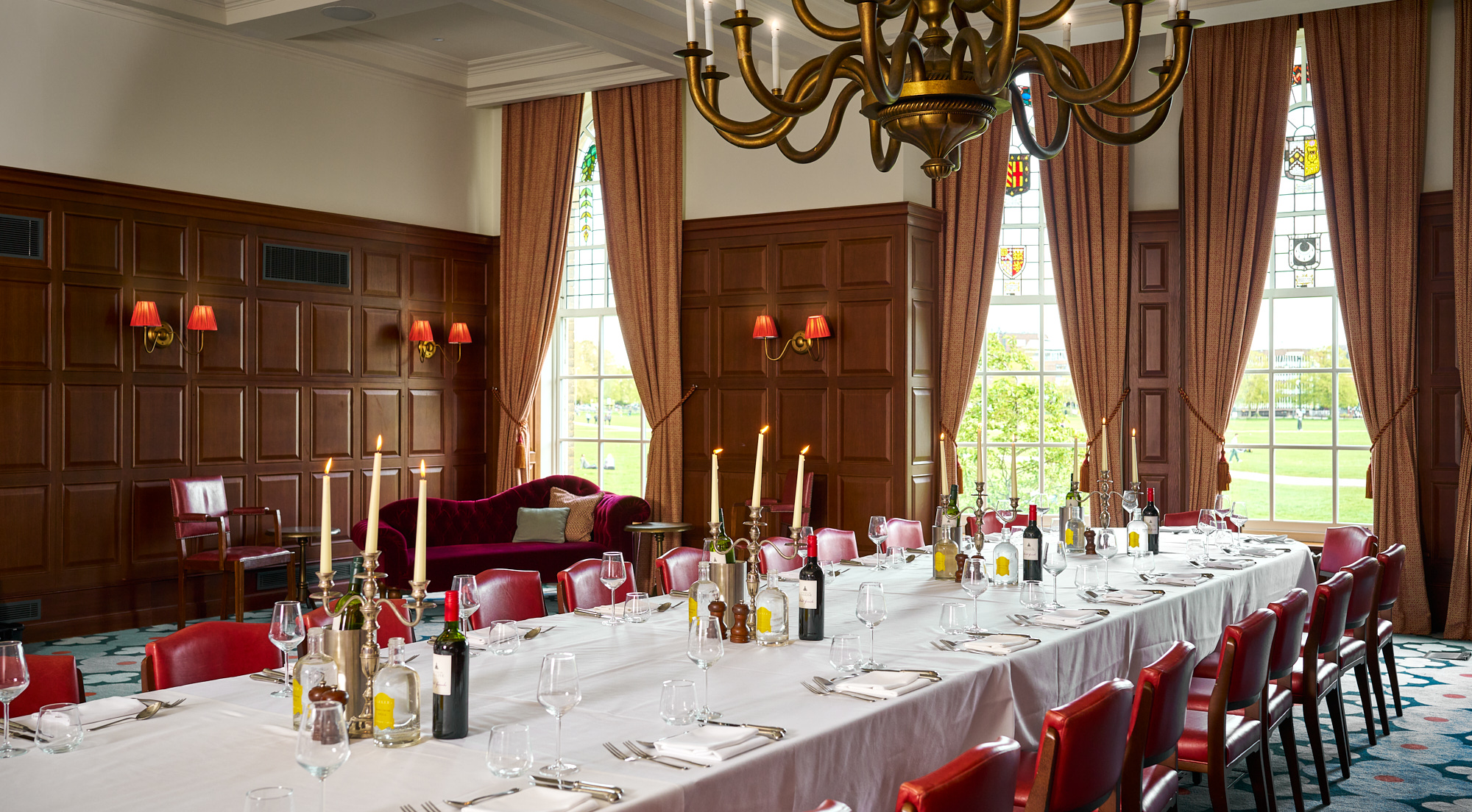 Elegant dining room at The Watson, University Arms Cambridge, ideal for corporate events.