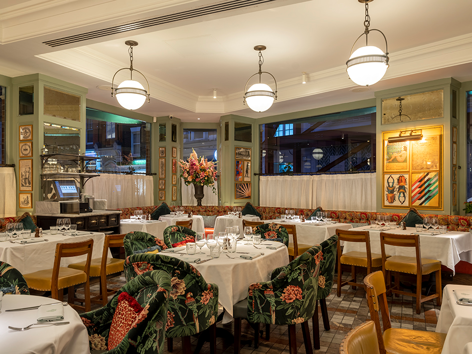 The Ivy Cafe Marylebone: Upscale venue with floral seating for executive dinners and events.