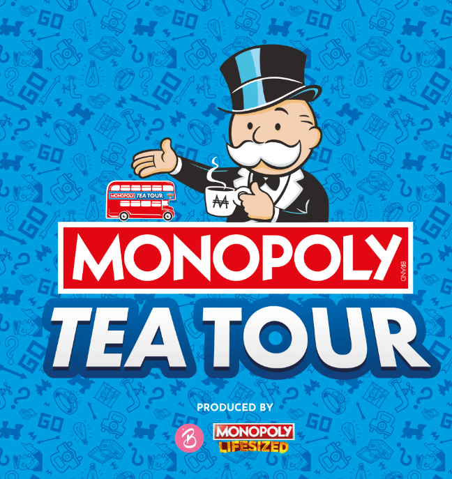 Monopoly-themed Brigit's Afternoon Tea London bus for brand activation and experiential tourism.