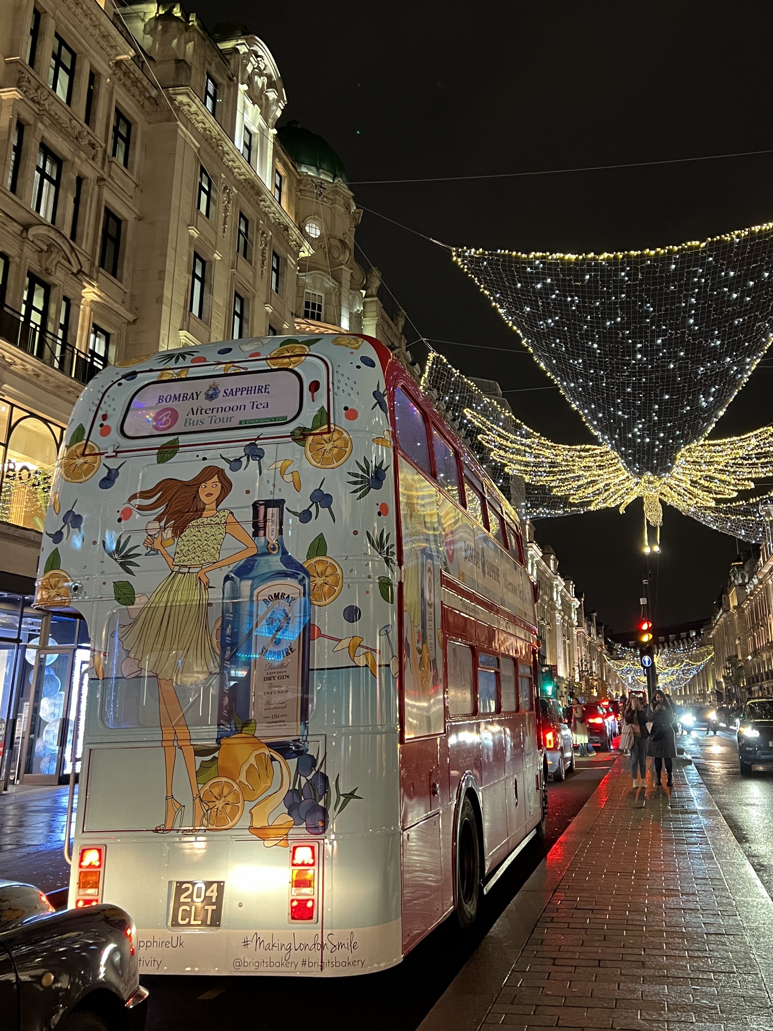 Branded Brigit's Afternoon Tea double-decker bus in London for gin tours and experiential events.