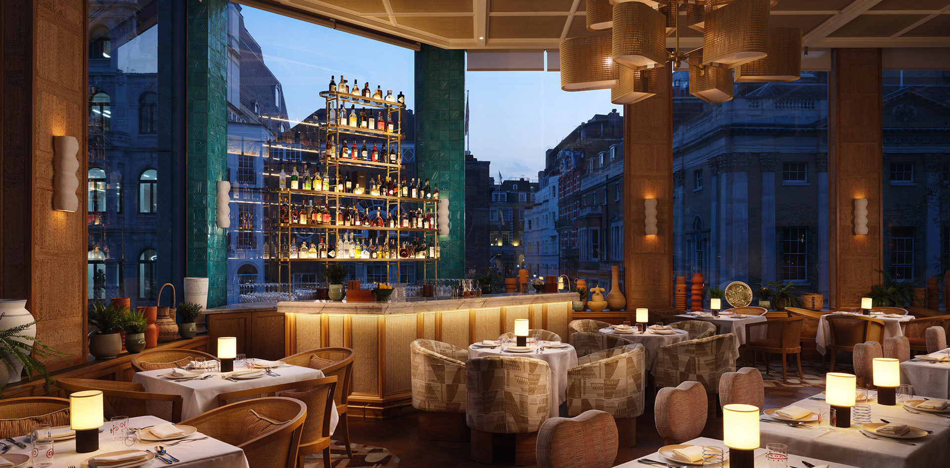 Riviera London venue with city views for corporate dinner and networking reception.