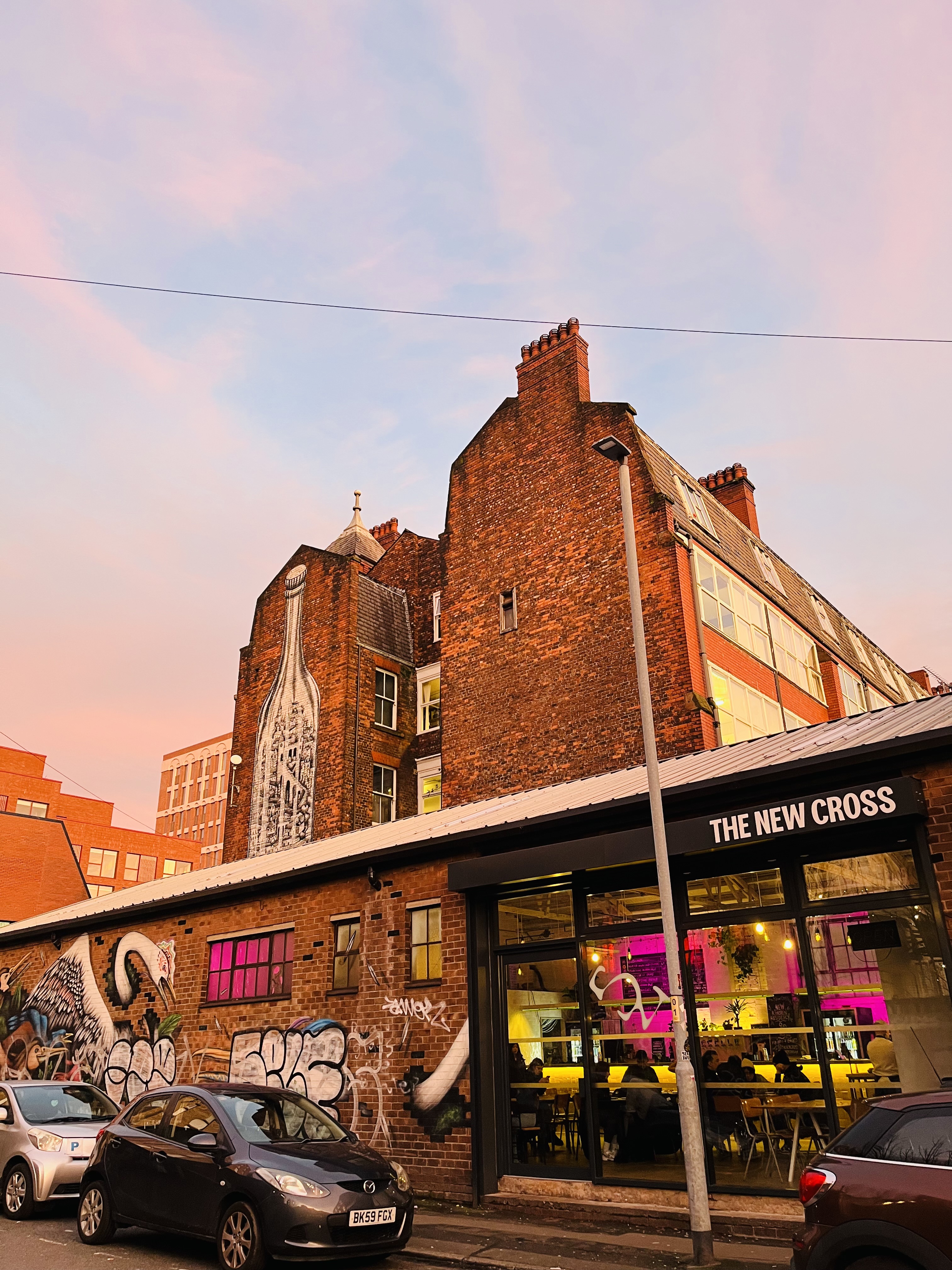 Industrial-chic event space at The New Cross, perfect for networking mixers and social gatherings.