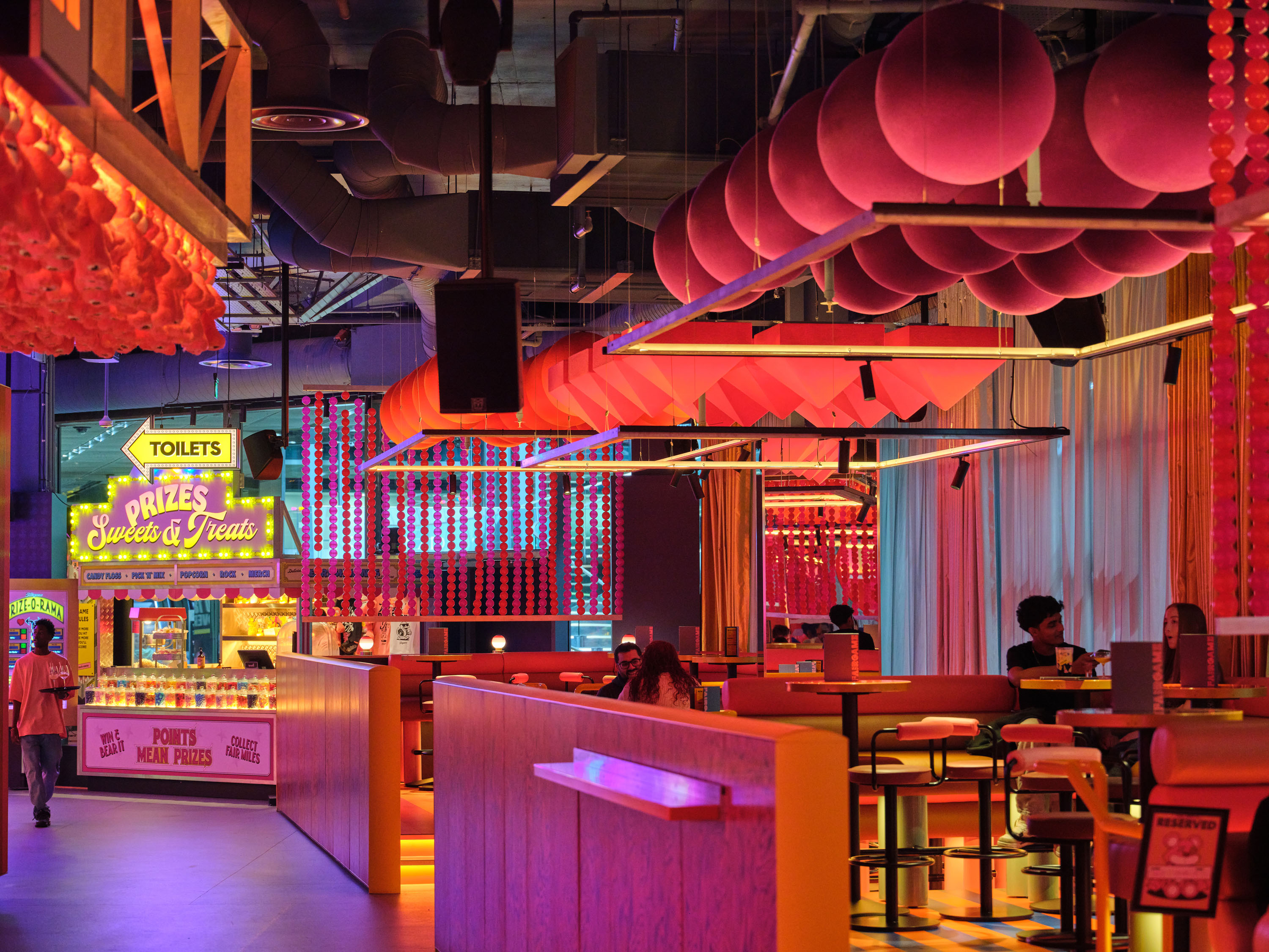 Vibrant event space with colorful decor for dynamic gatherings and networking functions.