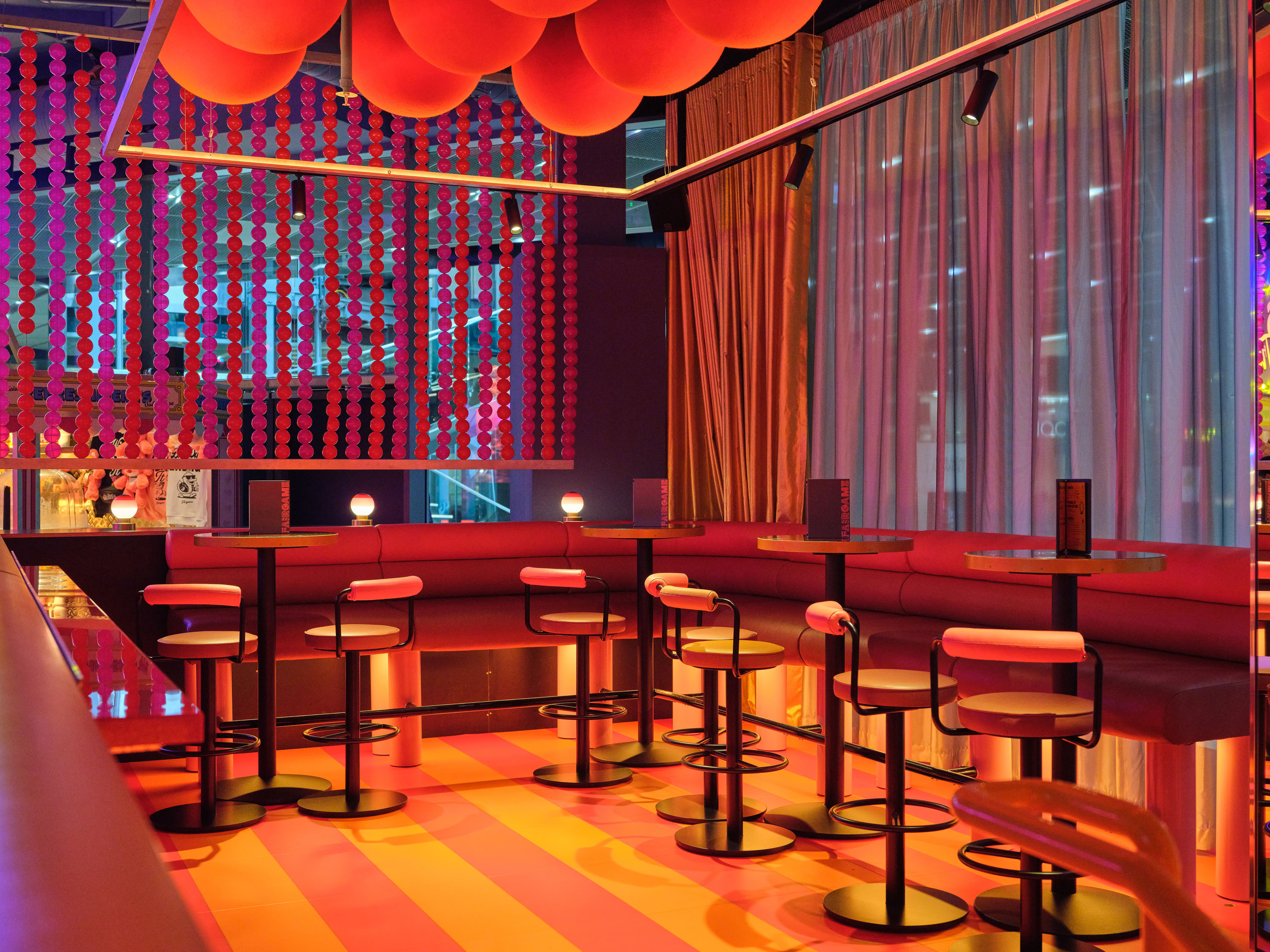 Vibrant event space with colorful decor for networking and social gatherings