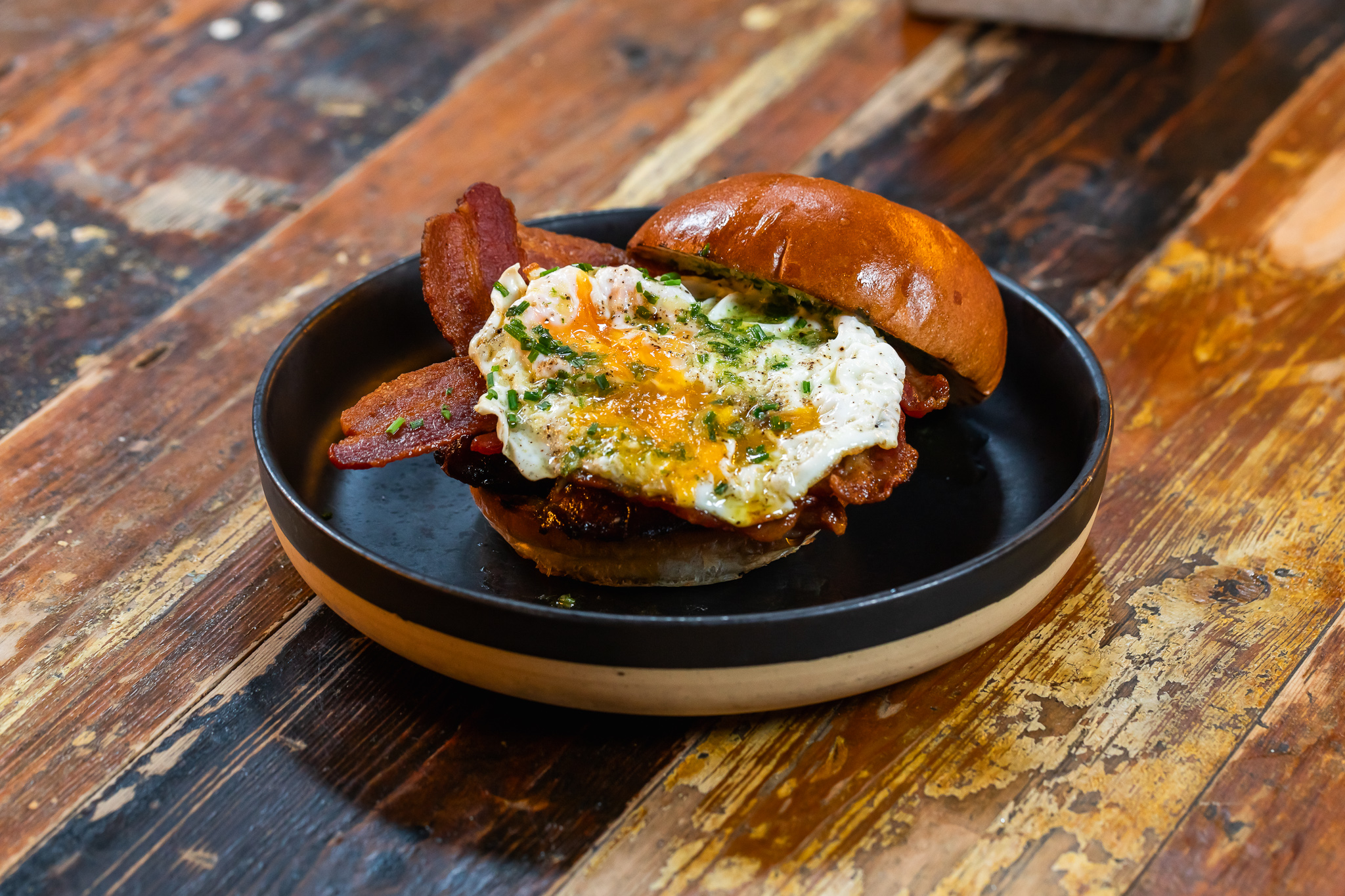 Breakfast slider at Leadbelly’s sports bar, perfect for casual catering and boardroom events.