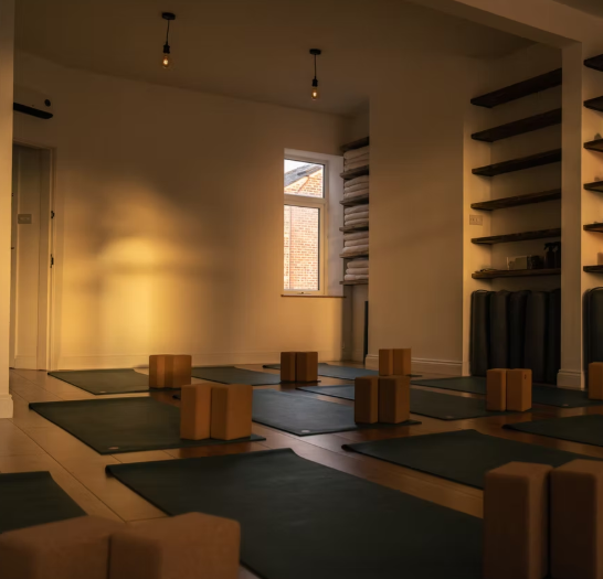 Yoga studio at SHALA for corporate wellness retreats and mindful team-building sessions.