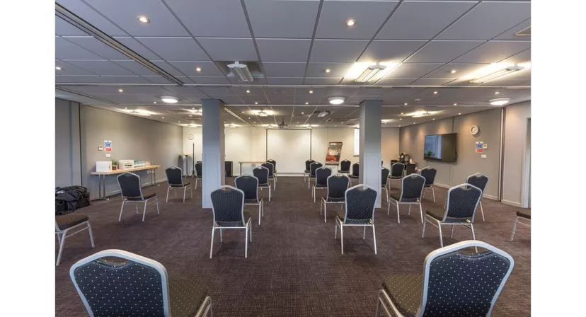 Theatre-style meeting room at Park Inn Peterborough with structural pillar obstructions.