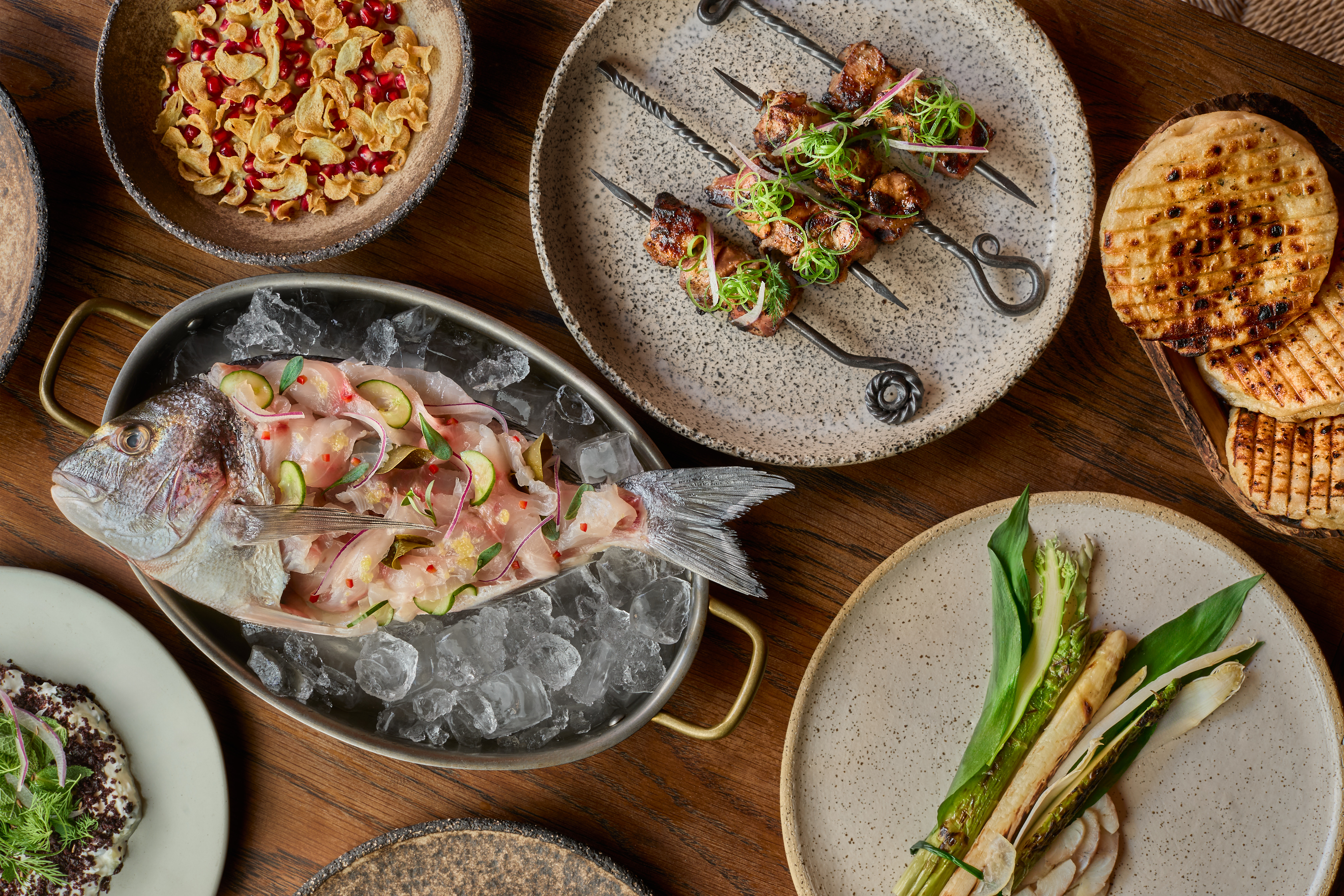 Gourmet spread at Pyro Restaurant, ideal for corporate events and fine dining.