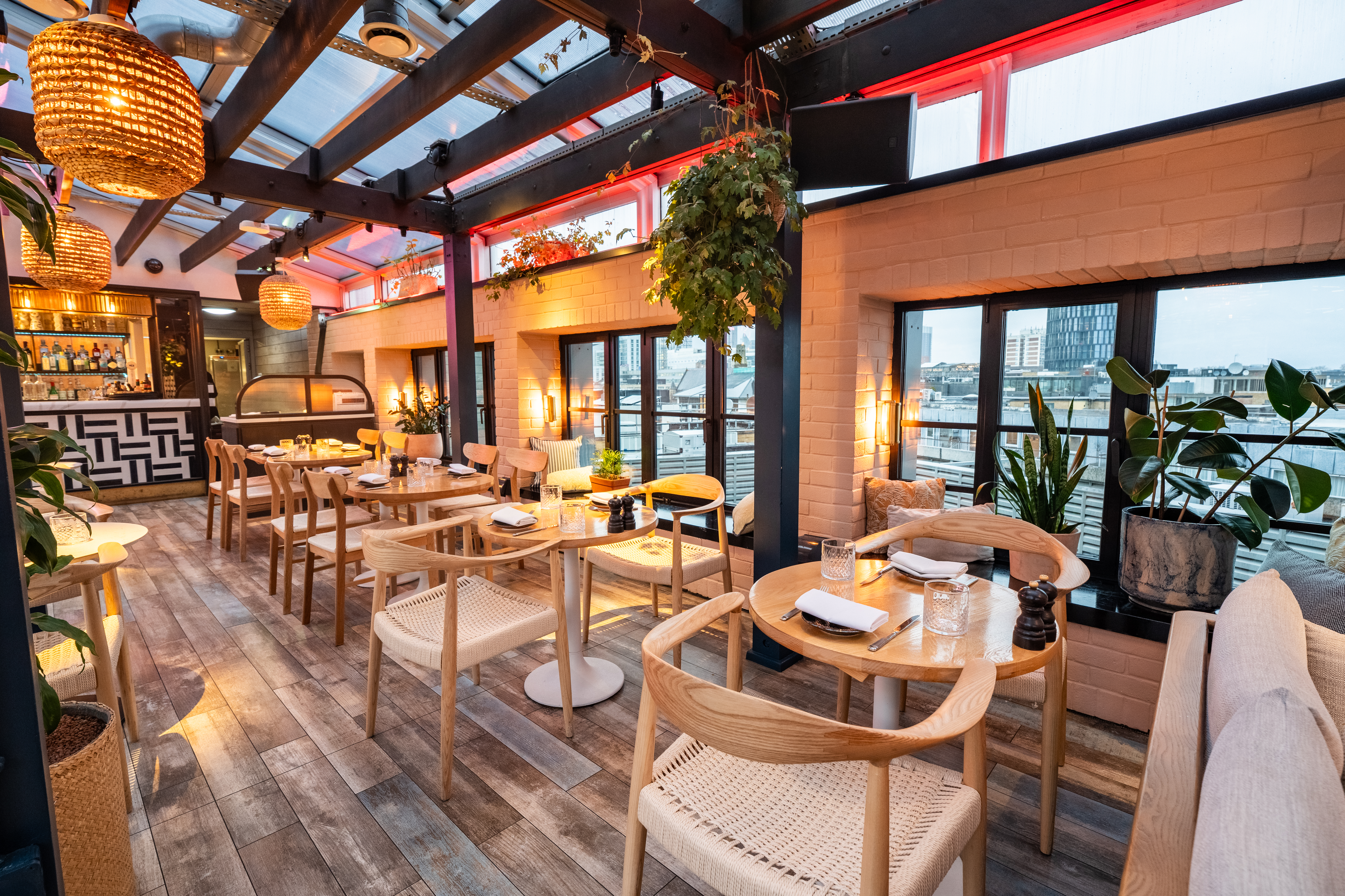 Event space at 45th & 7th, London, featuring modern decor for gatherings and meetings.