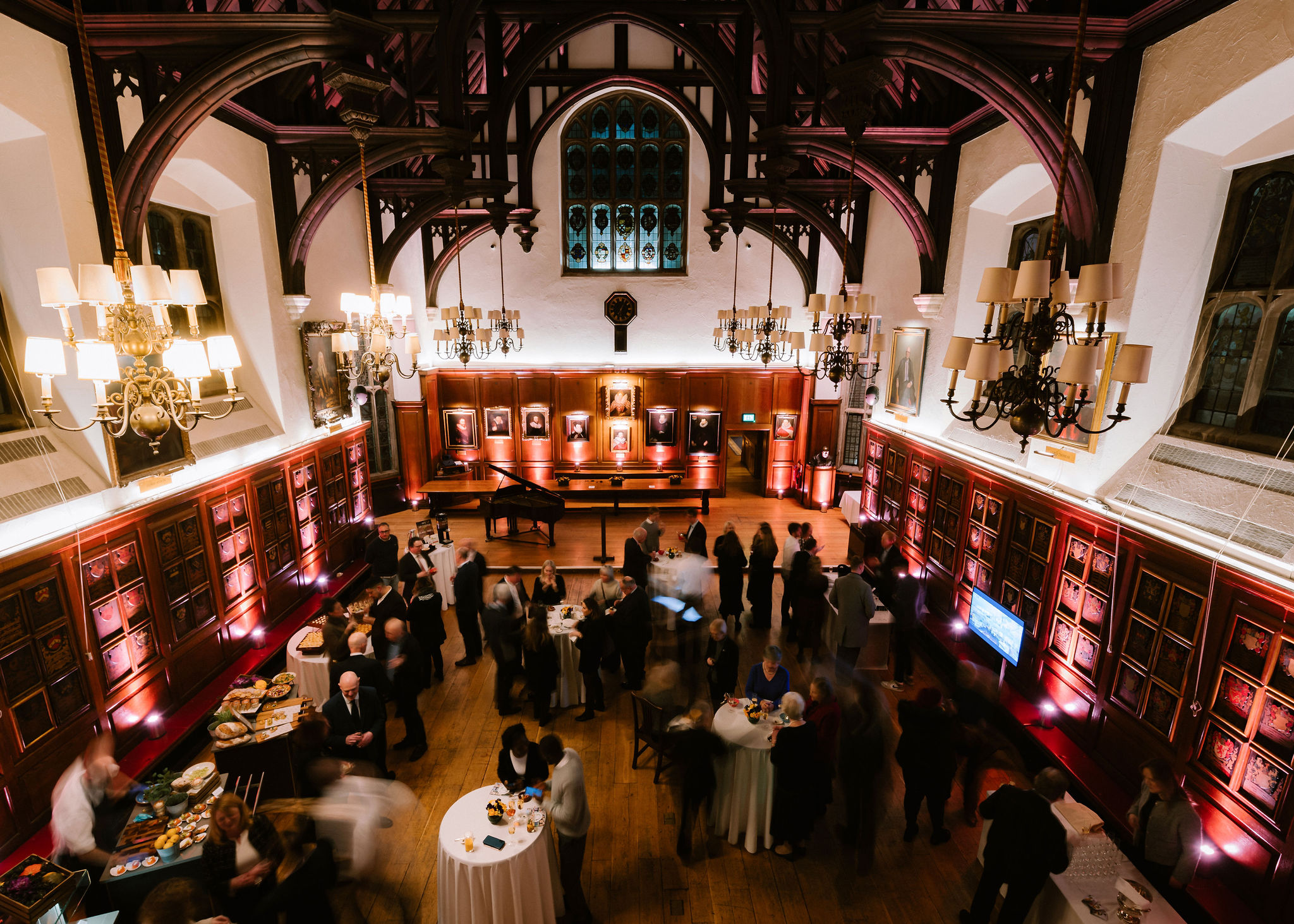 Christmas party at Gray's Inn with elegant decor and warm lighting for networking events.
