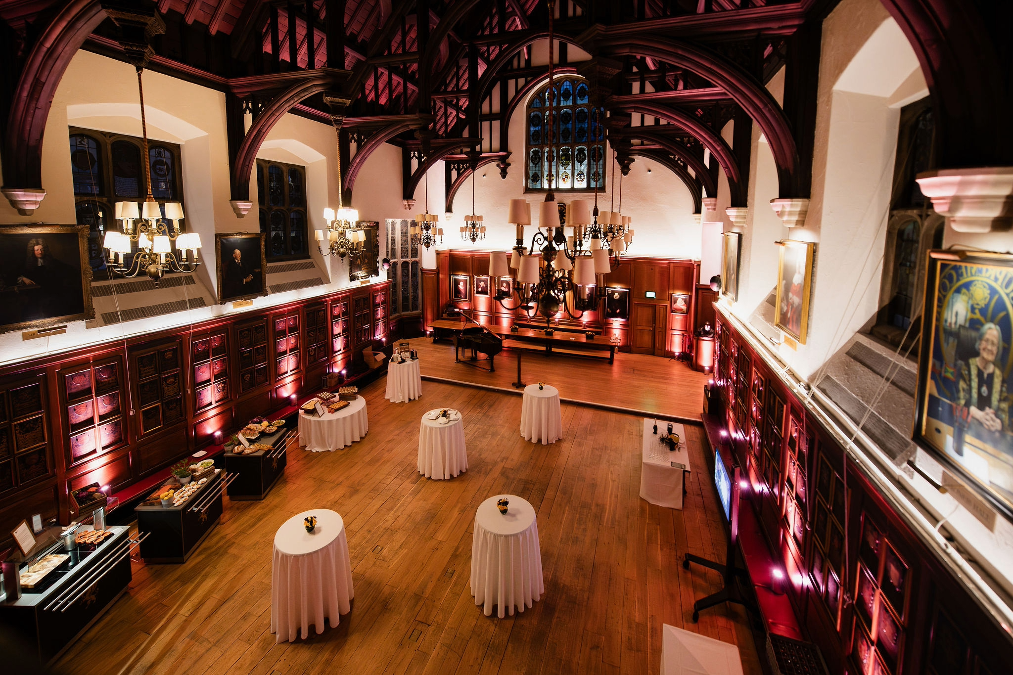 Christmas party at Gray's Inn with elegant lighting and classic architecture.