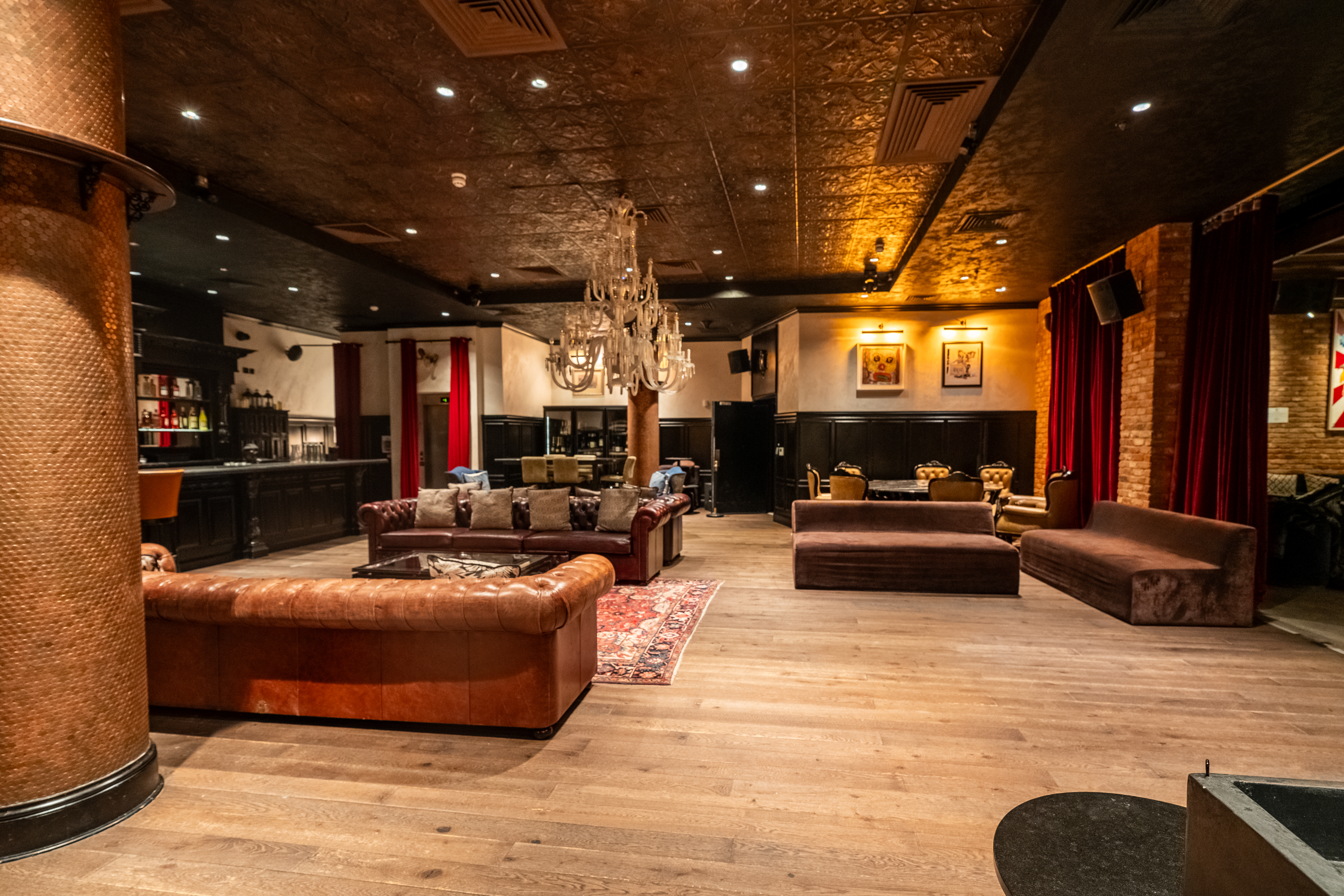 Stylish event space at Parallel 45 London with elegant lighting for gatherings and receptions.