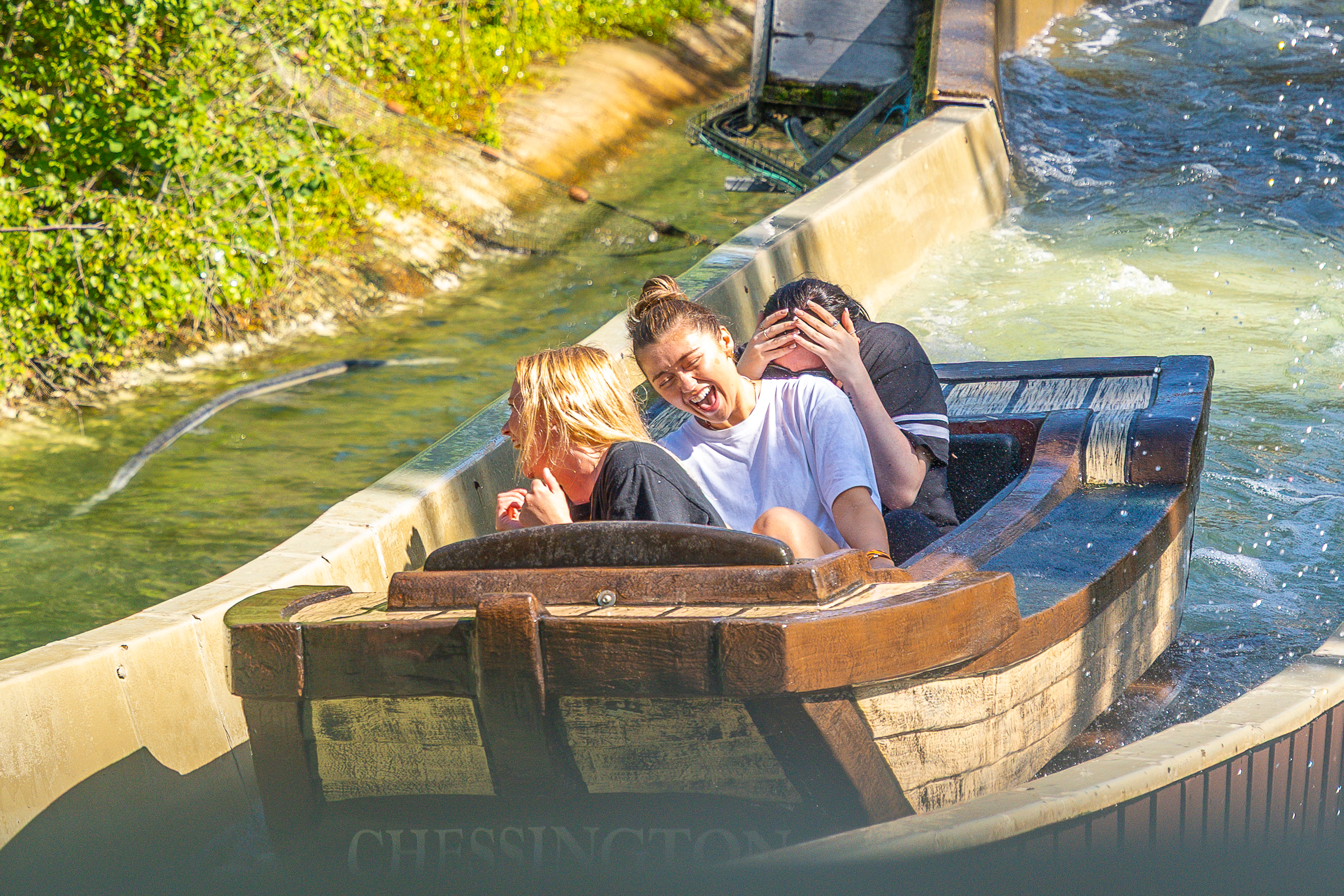 Log flume ride at Chessington World of Adventures for team-building events.